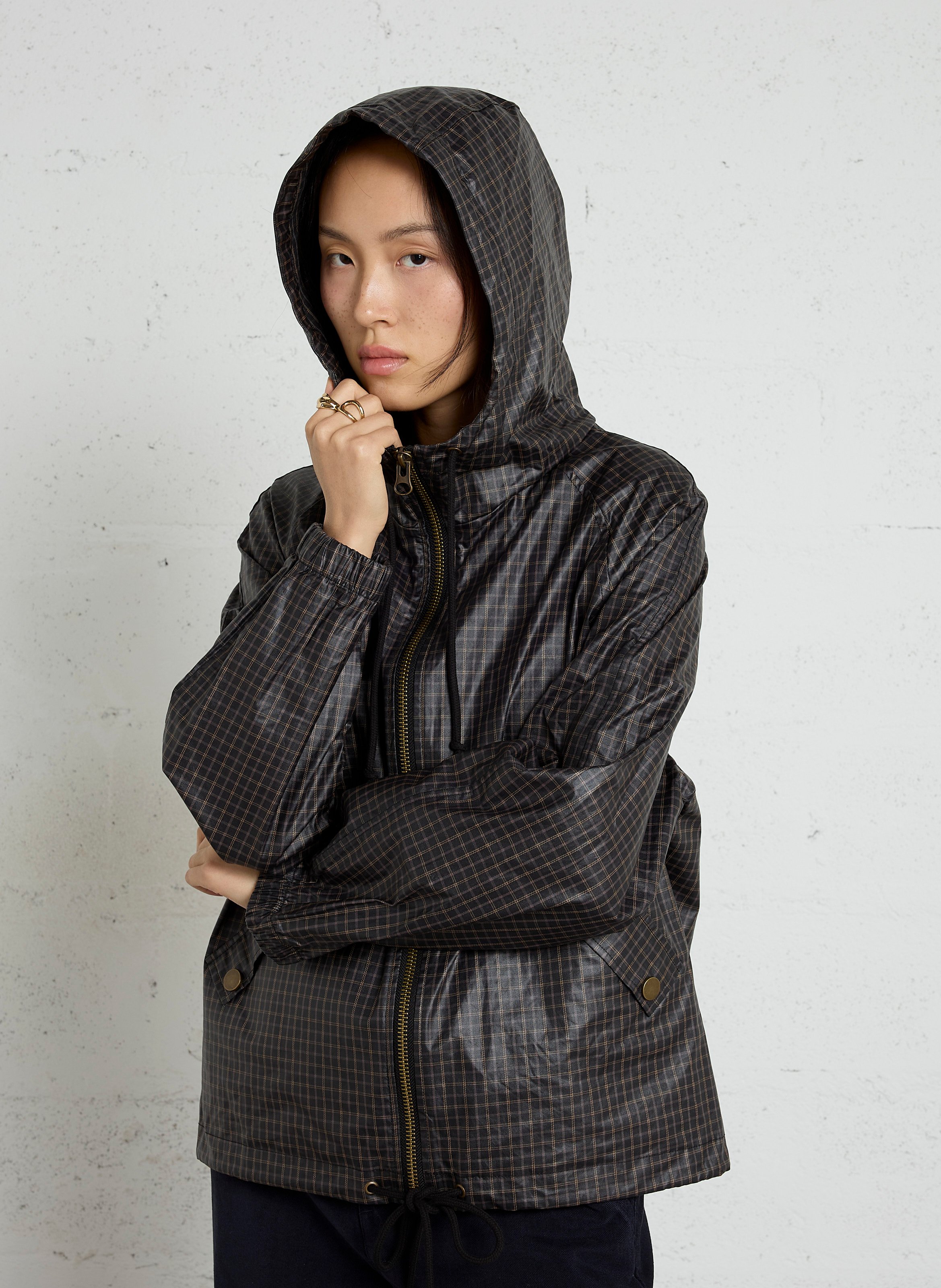 Ruimvallende windbreaker met opstaande kraag van katoen LEON & HARPER Zwart