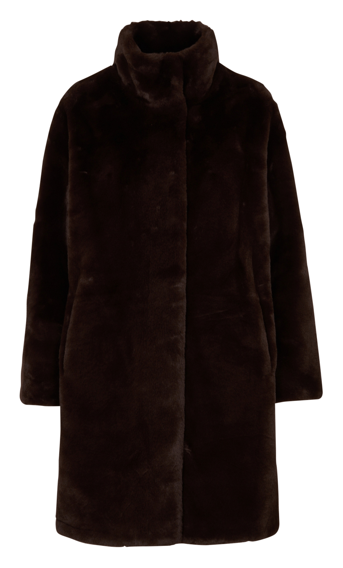 Straight high-neck faux fur coat APPARIS Brown