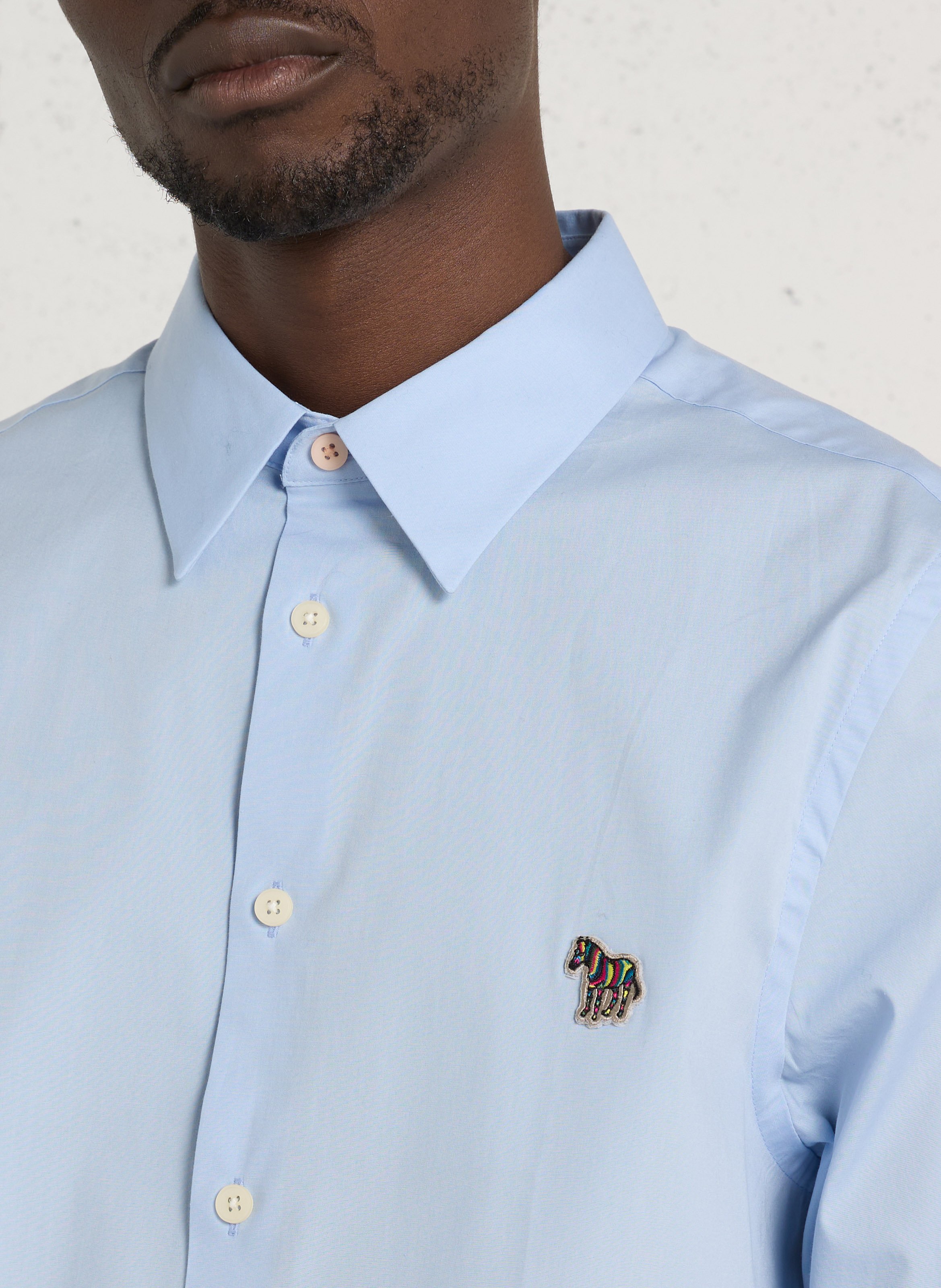 Chemise ajustée col classique en coton mélangé PAUL SMITH Bleu