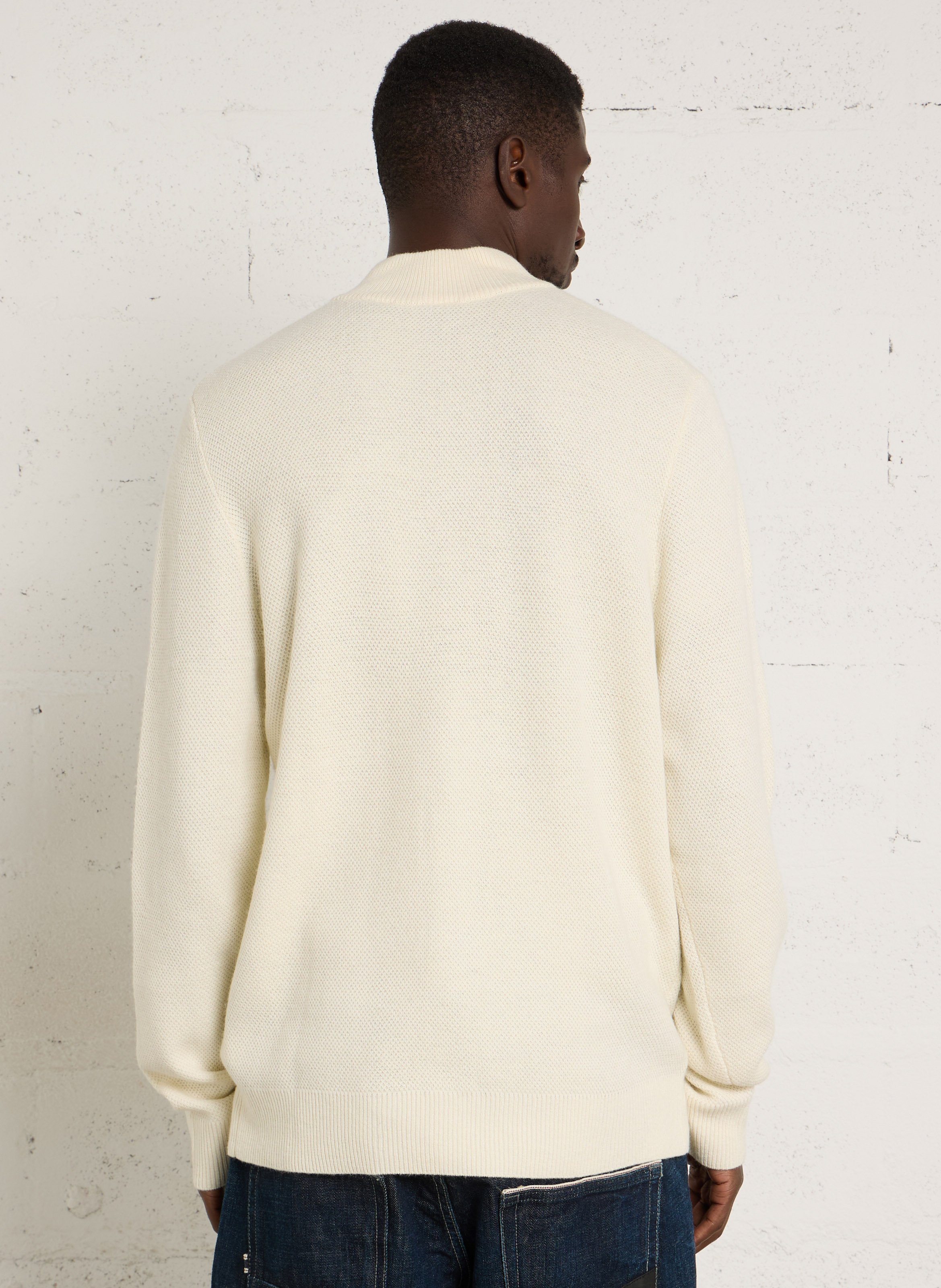 Gerade geschnittener Pullover mit Stehkragen und Reißverschluss LE TEMPS DES CERISES Weiss