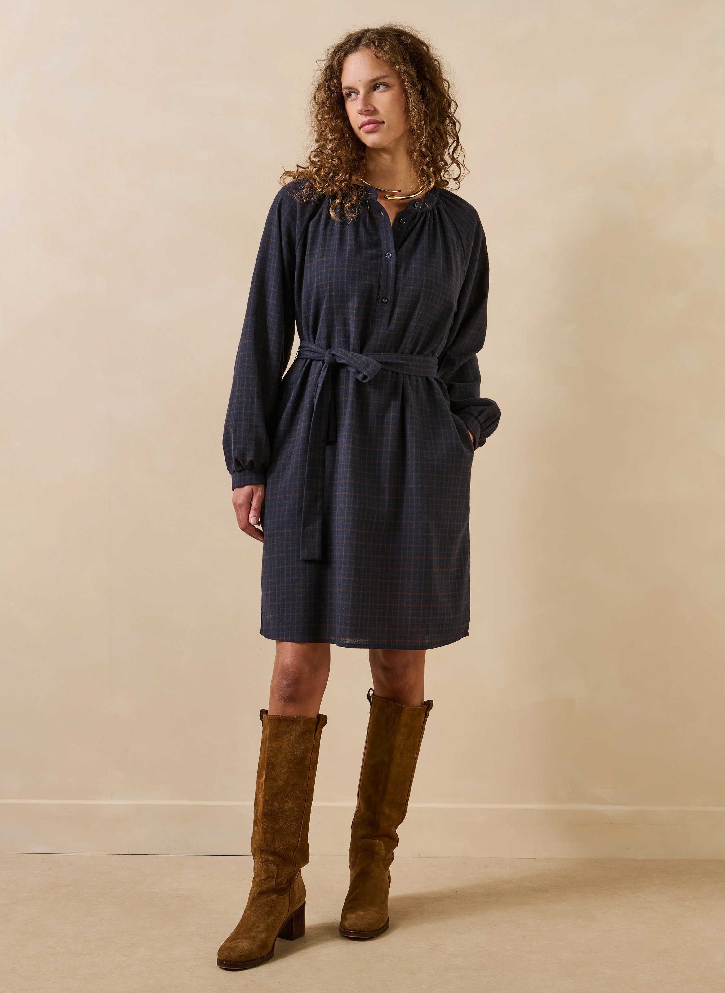 Loose-fit dress in recycled cotton blend LA FEE MARABOUTEE Blue
