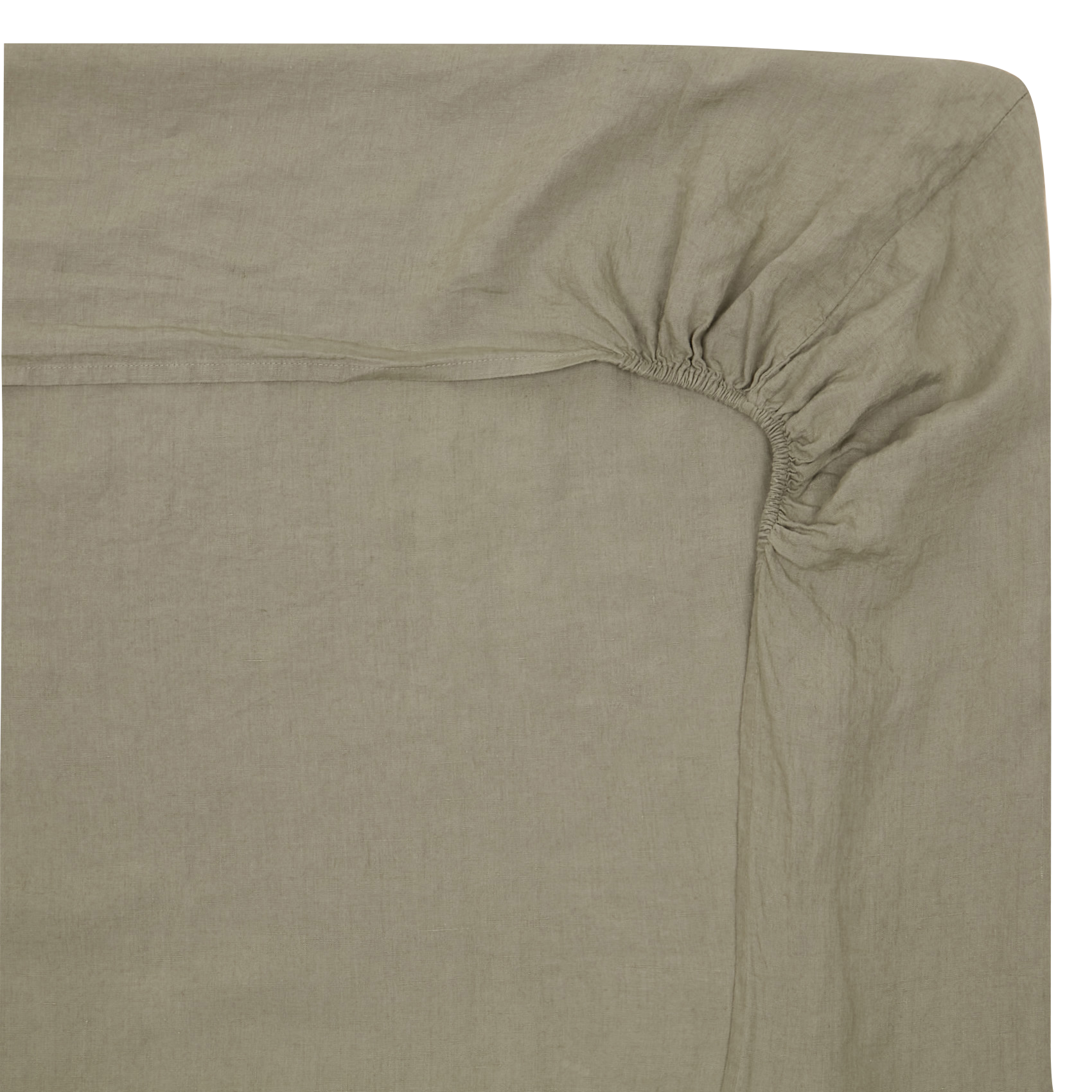 Spannbetttuch aus gewaschenem Leinen DH LIN Kaki