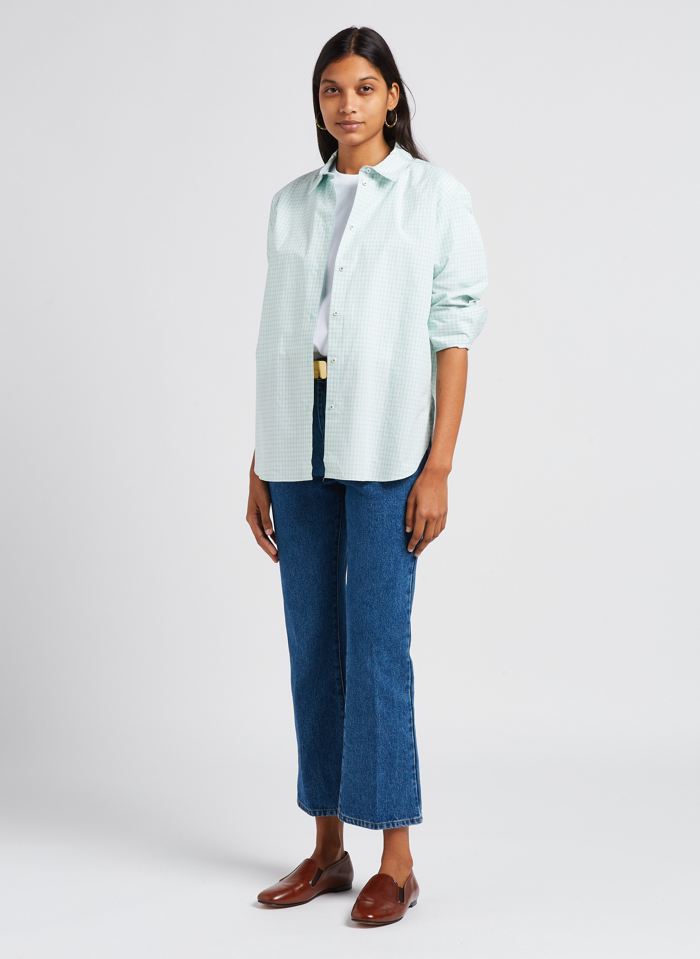 Checked cotton shirt with classic collar BELLEROSE Green