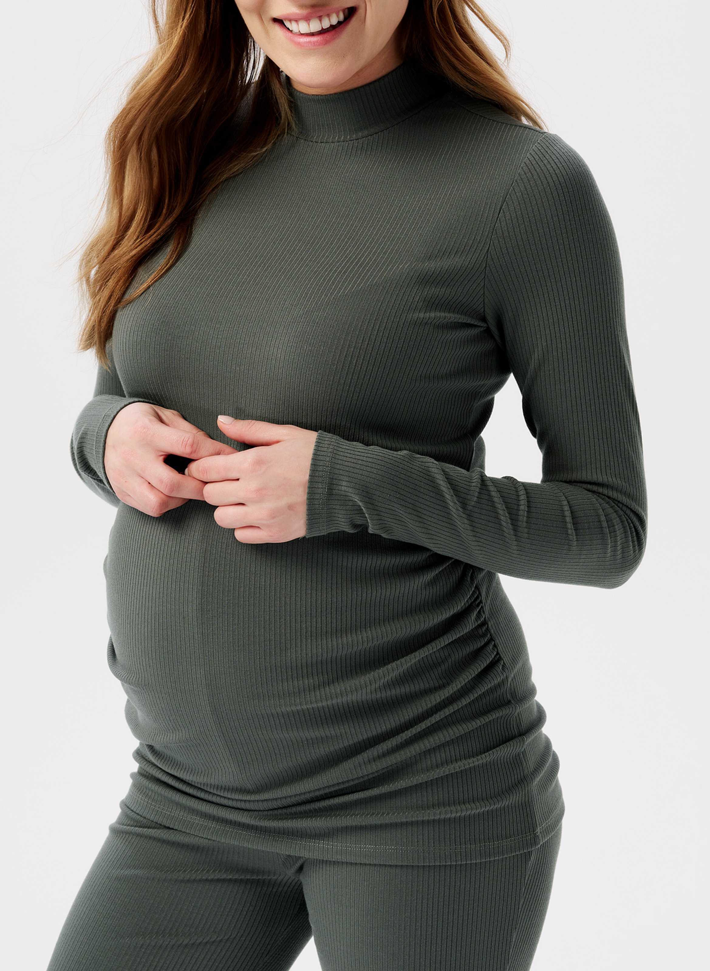 High collar maternity t-shirt NOPPIES Green