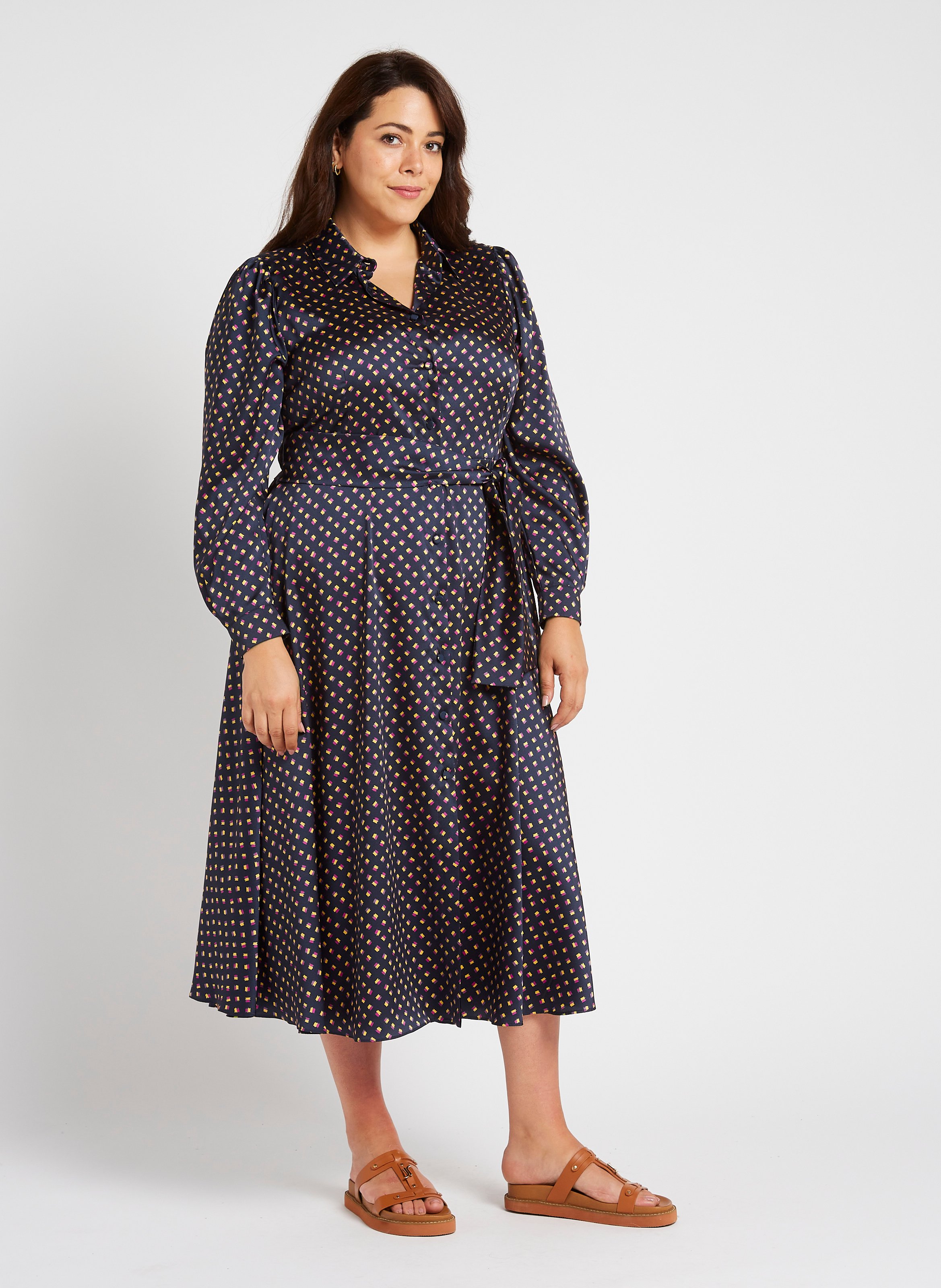 Langes Kleid mit klassischem Kragen PERSONA by Marina Rinaldi Blau