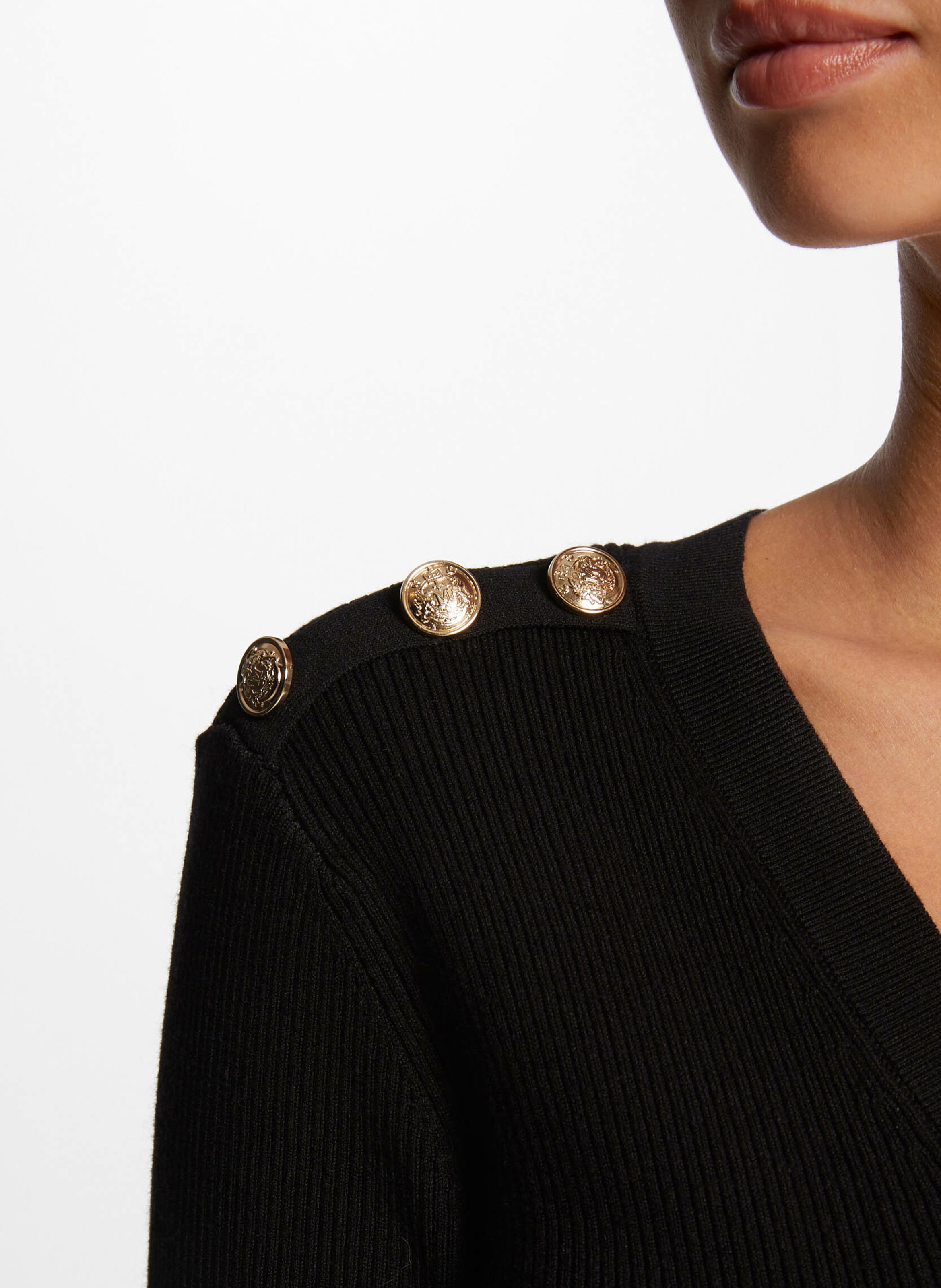 Halflange jurk met kraag MORGAN Zwart