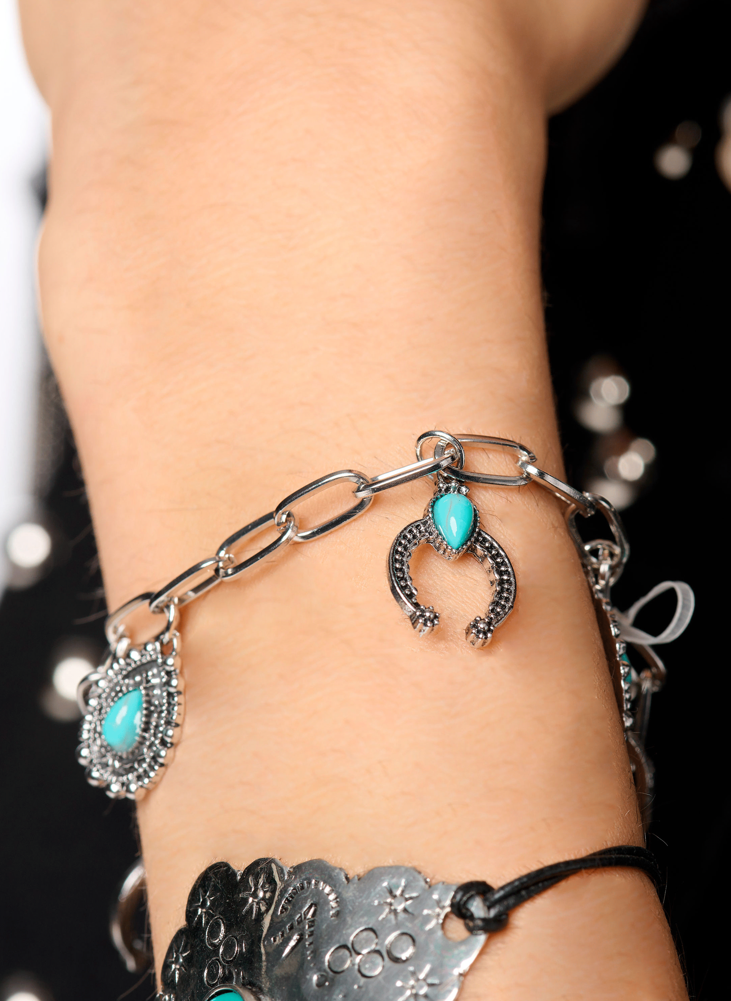 Bracelet with silver-plated brass charms Silver