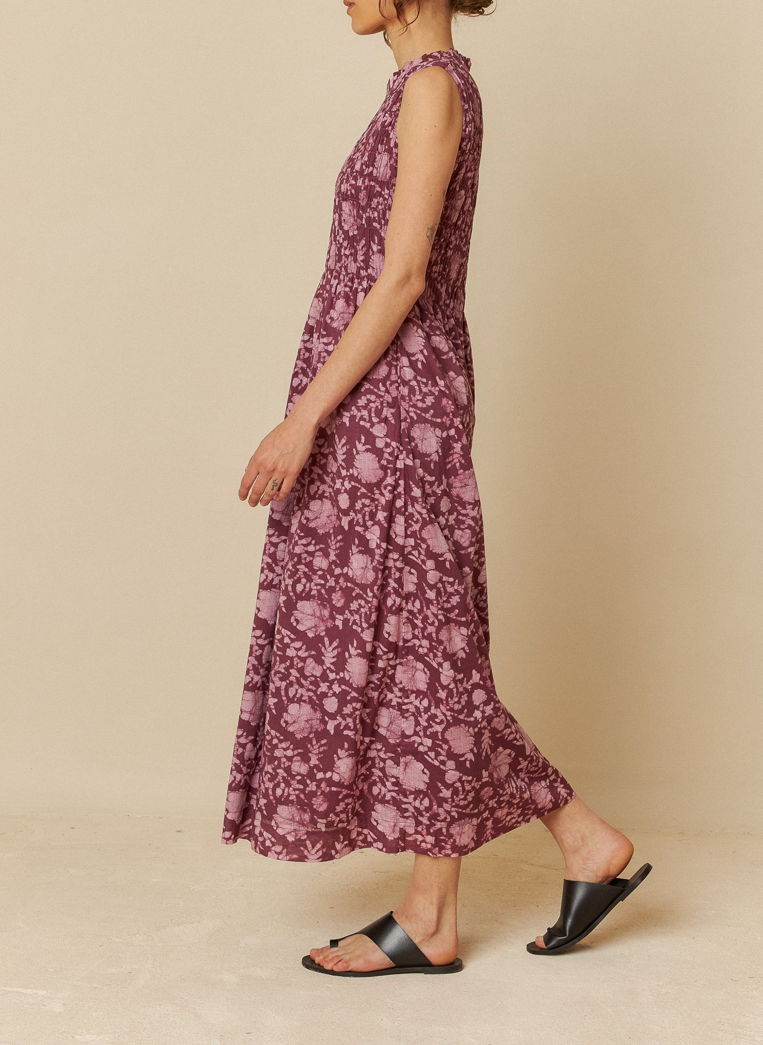 Maxikleid aus Bio-Baumwolle mit Rundhalsausschnitt INDI & COLD Violett