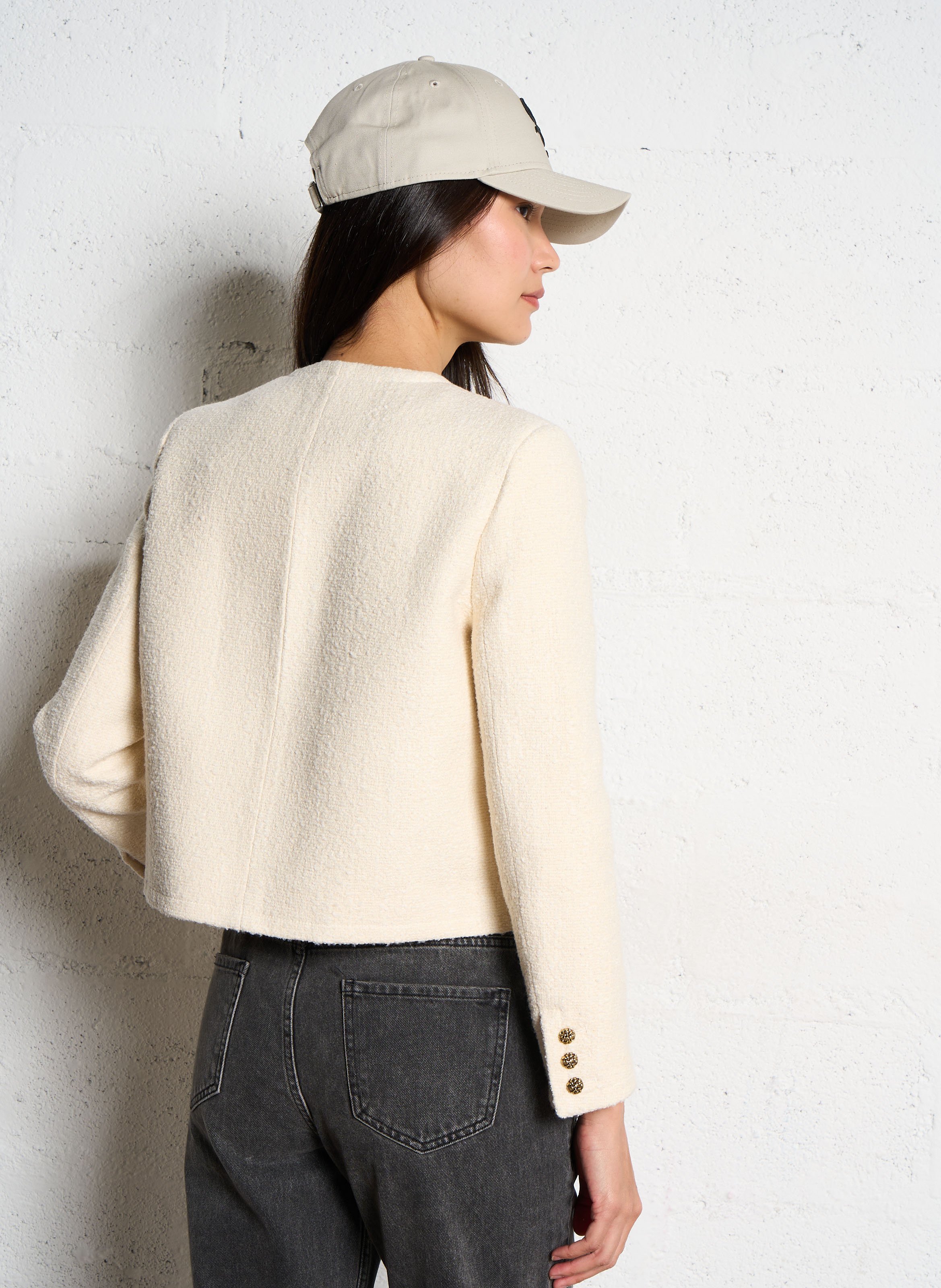 Veste col rond jacquard en coton mélangé  BA&SH Beige