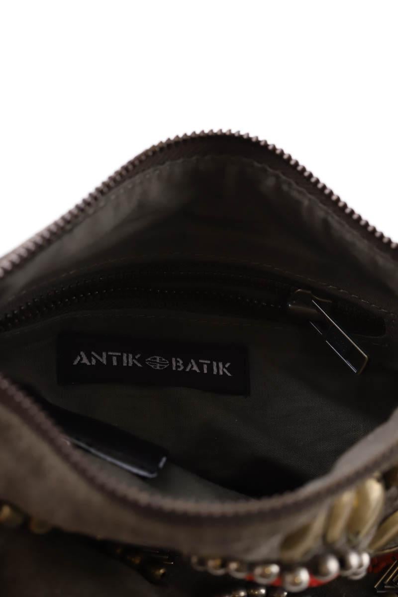 Suede clutch bag ANTIK BATIK - Seconde Main Khaki