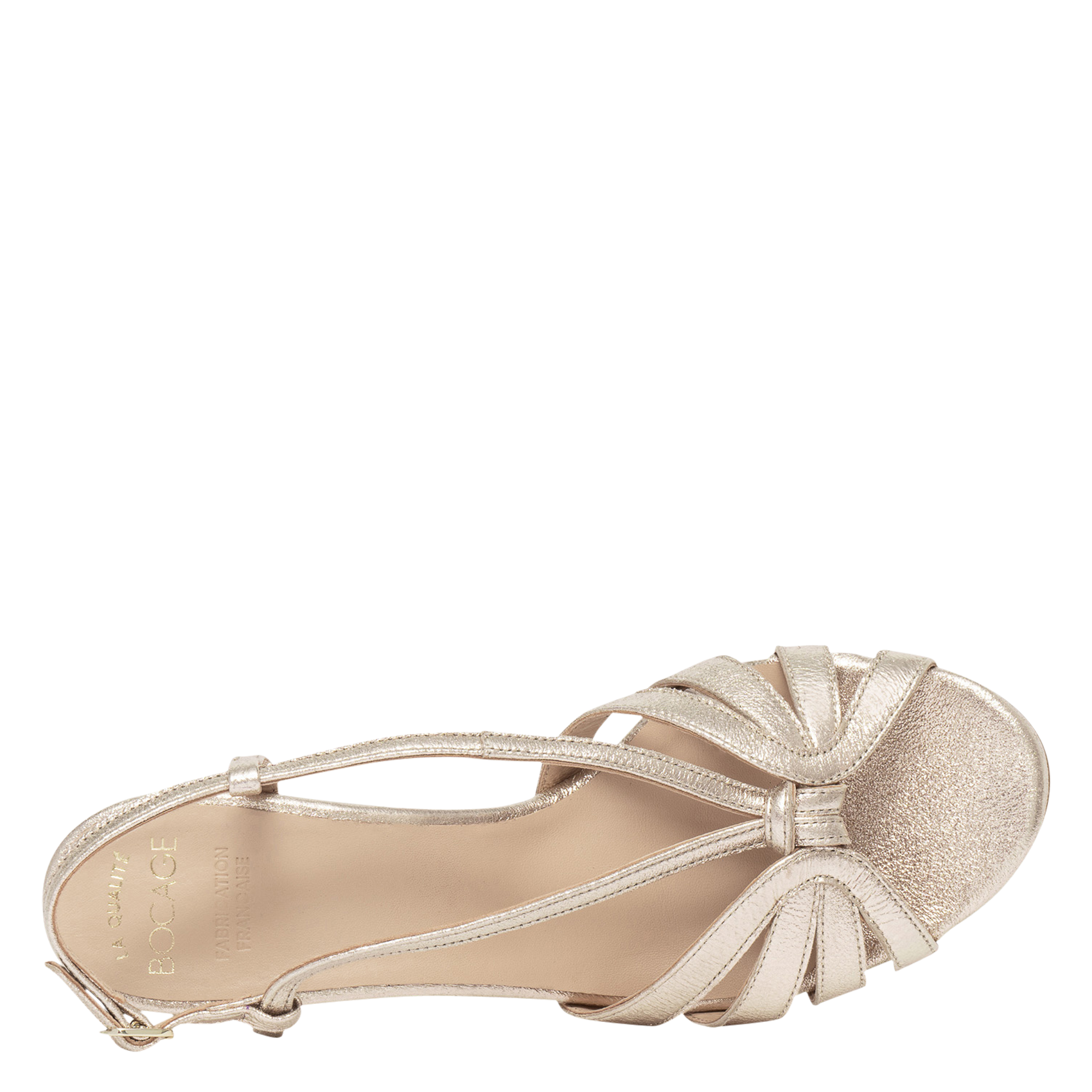 Sandales à talon en cuir métallisé BOCAGE Doré