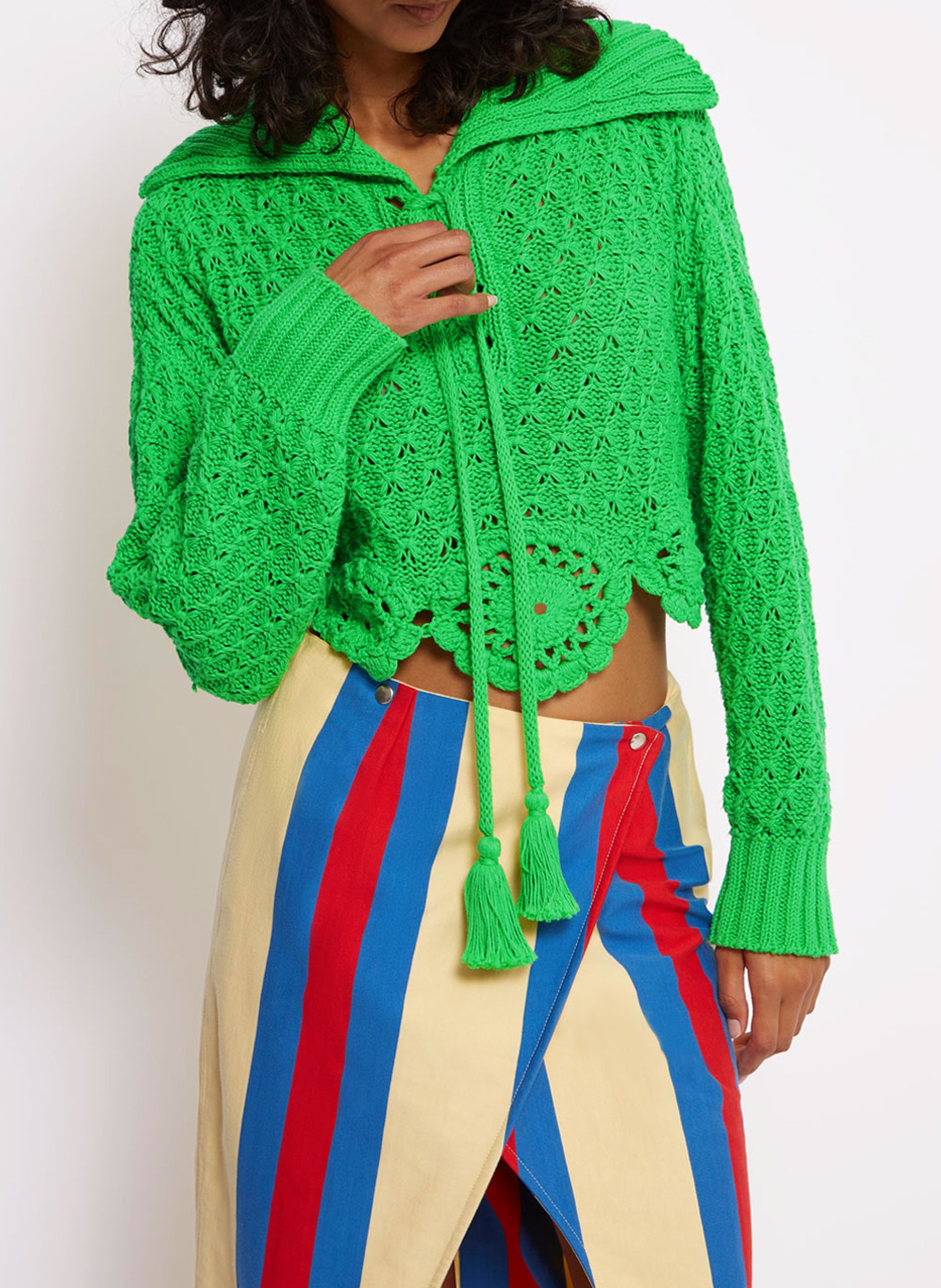 Pull col v en coton ROSEANNA Vert