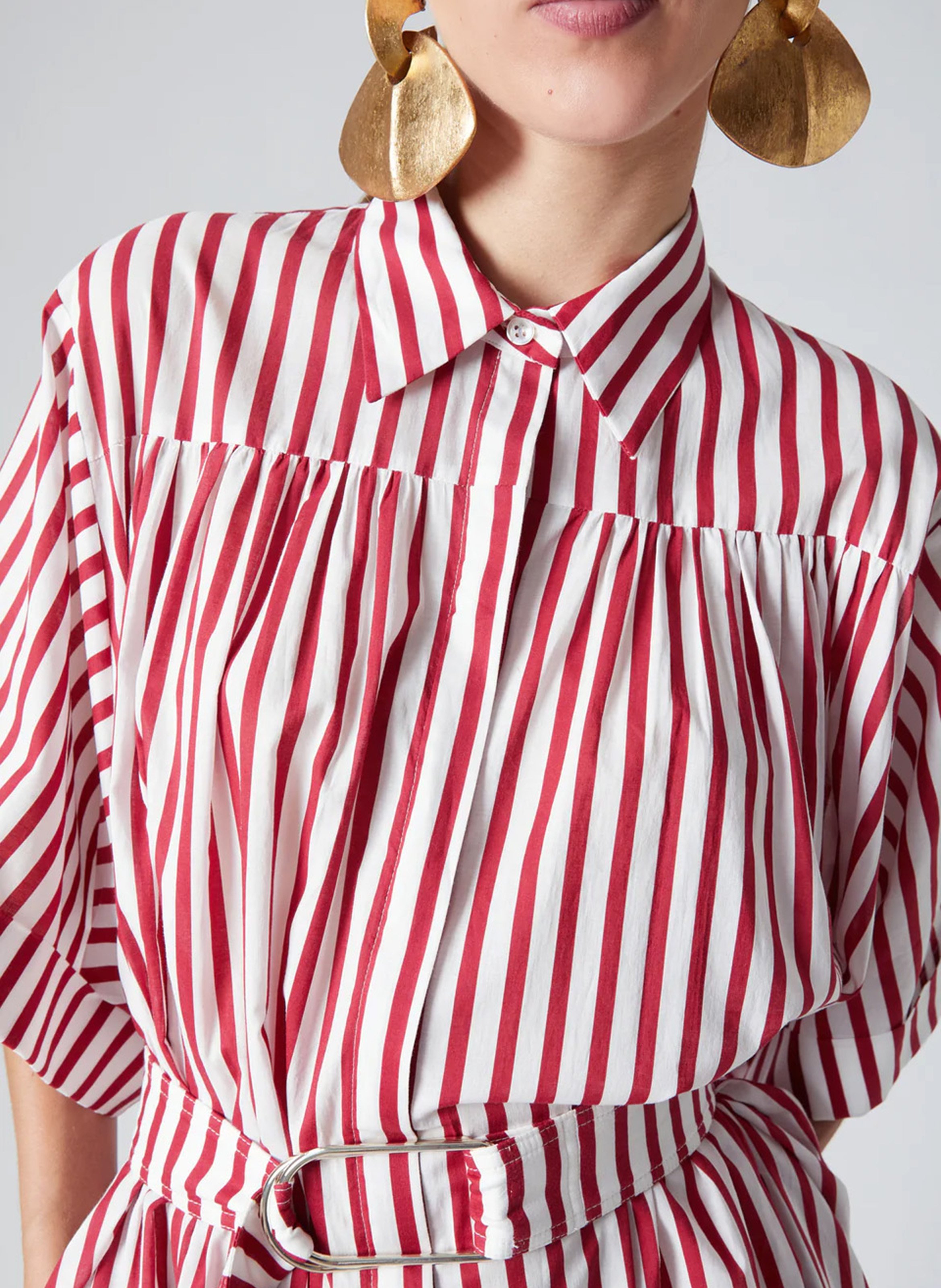 Long cotton dress with classic collar THE LABEL EDITION Red