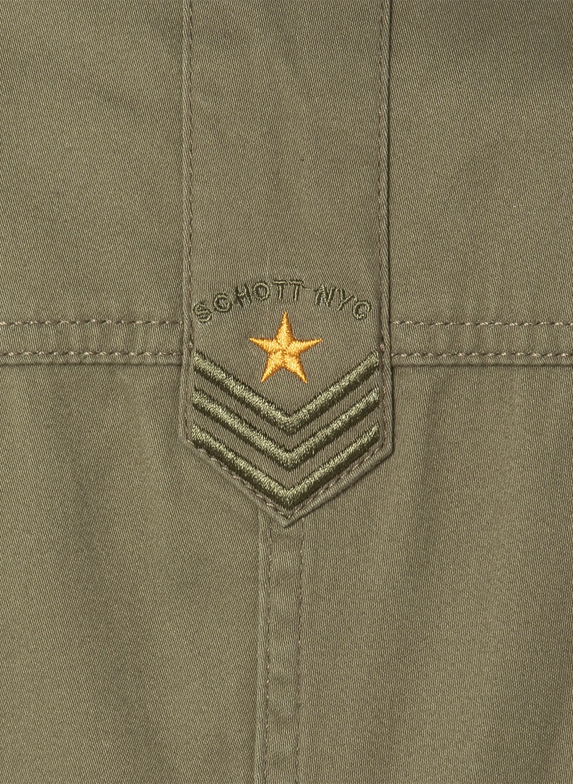 Short cotton-blend dress with classic collar SCHOTT Khaki