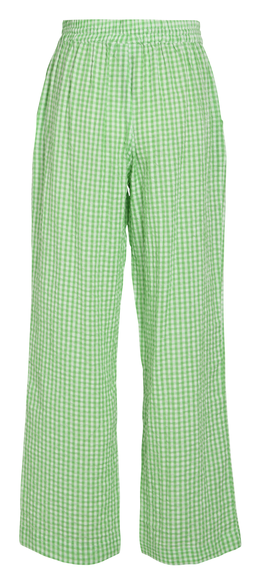 Weite Hose mit Vichy-Karo aus Baumwolle Grun