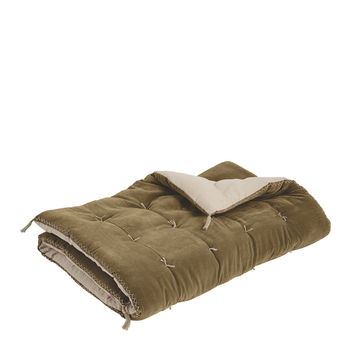 Futon taupe en velours de coton BLANC D'IVOIRE Marron