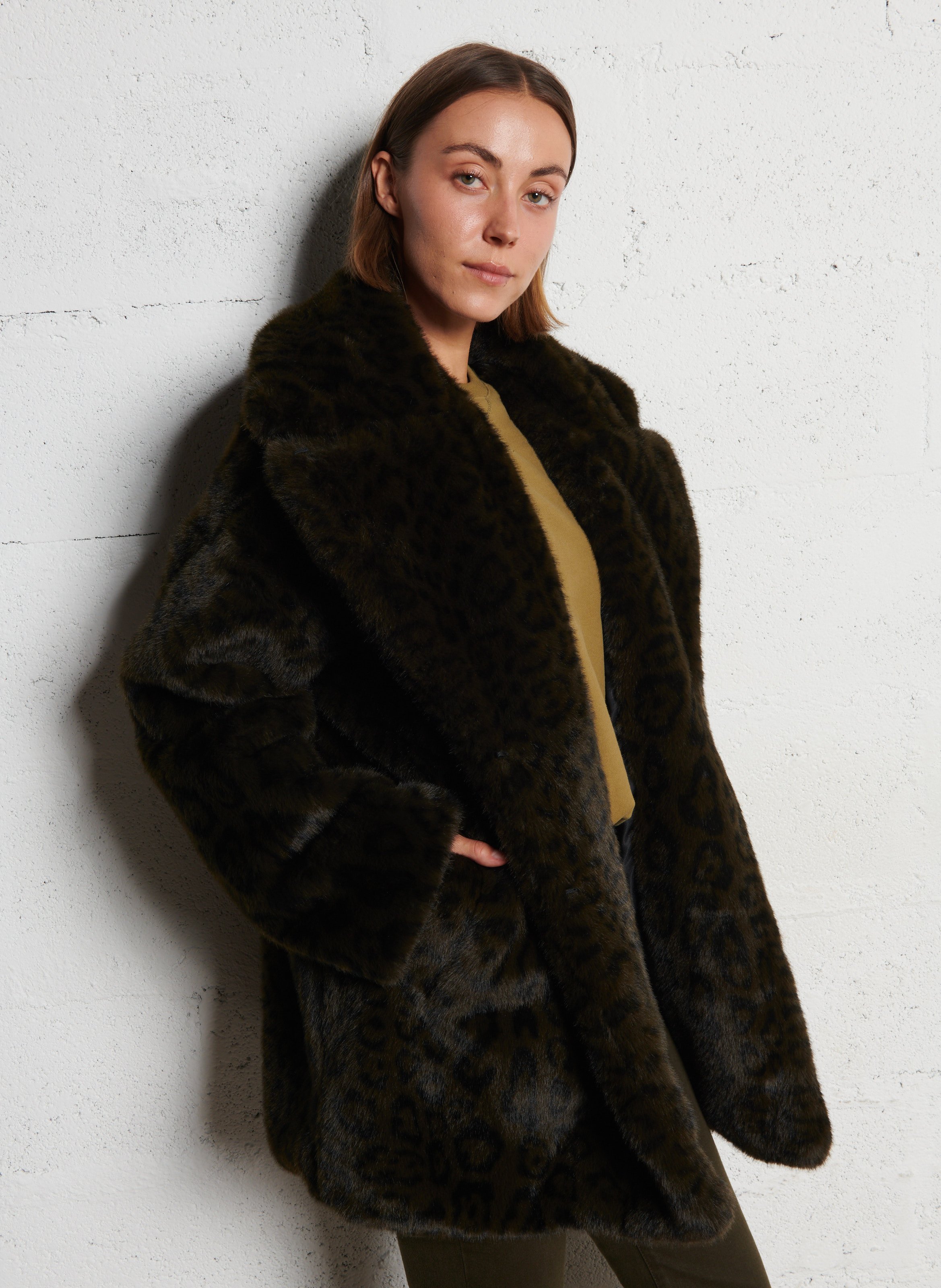 Eddie faux fur coat  IKKS Khaki