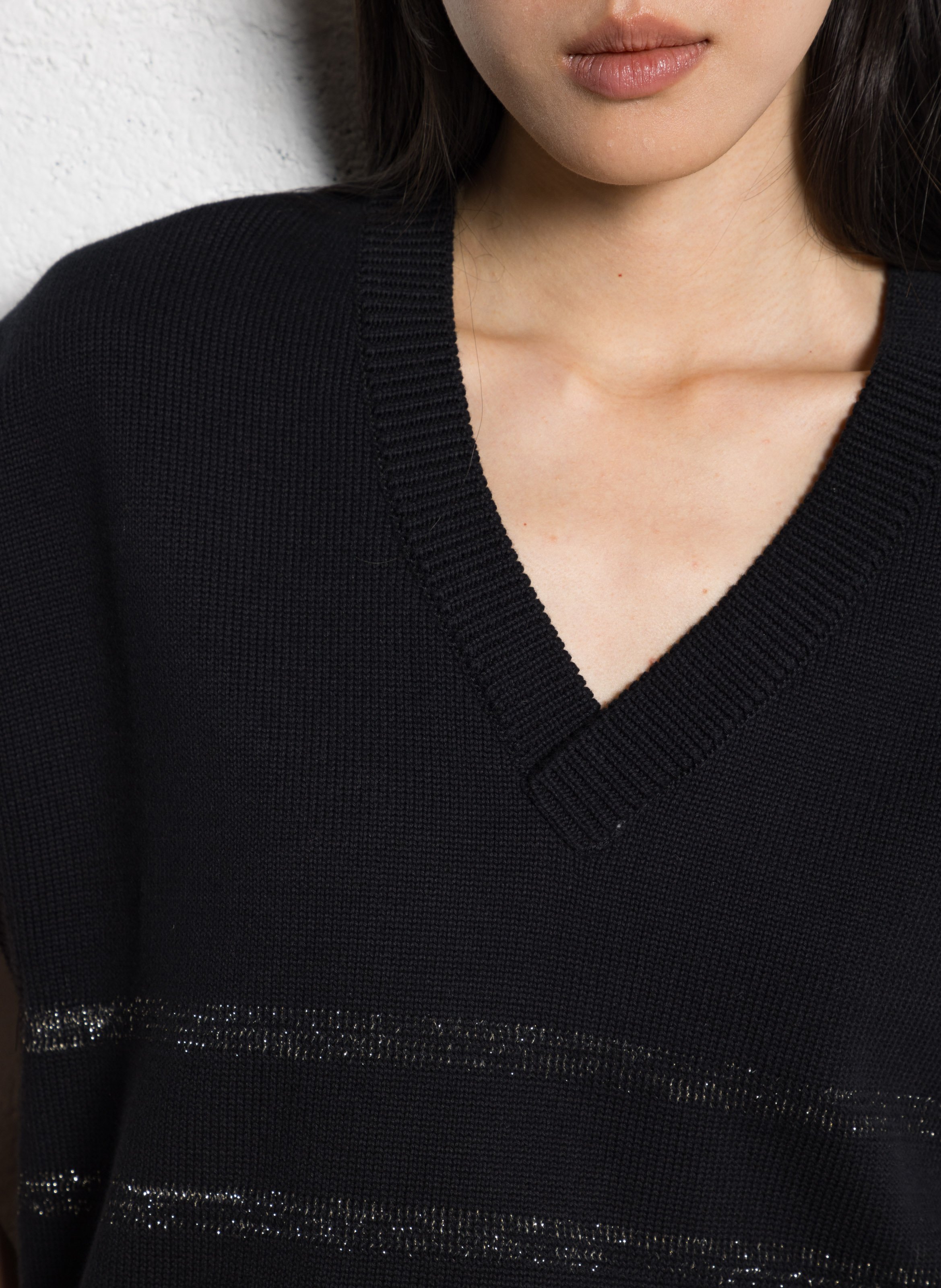 Maglione senza maniche a righe lurex I CODE Nero