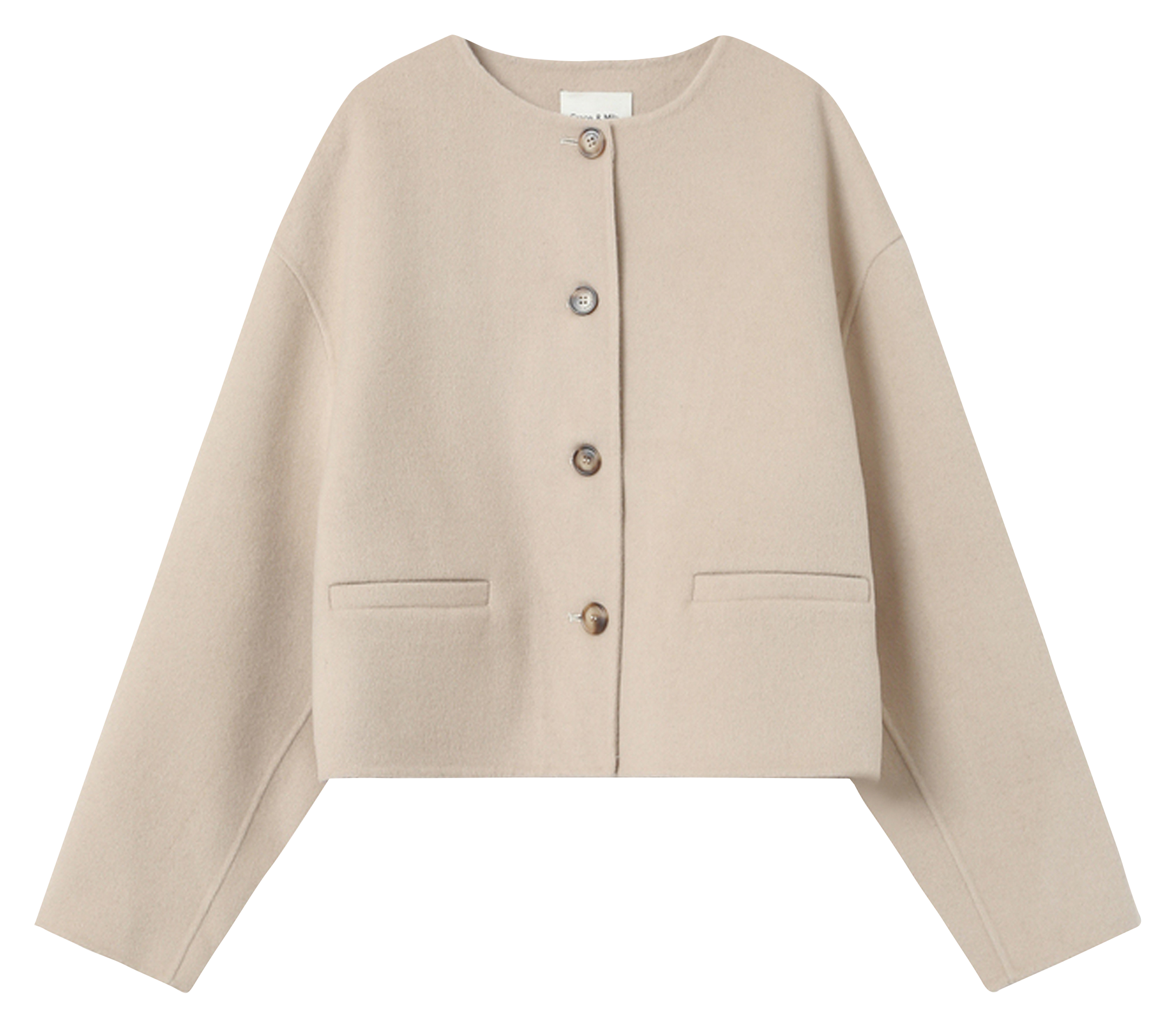 Round-neck mixed-knit cardigan GRACE ET MILA Beige