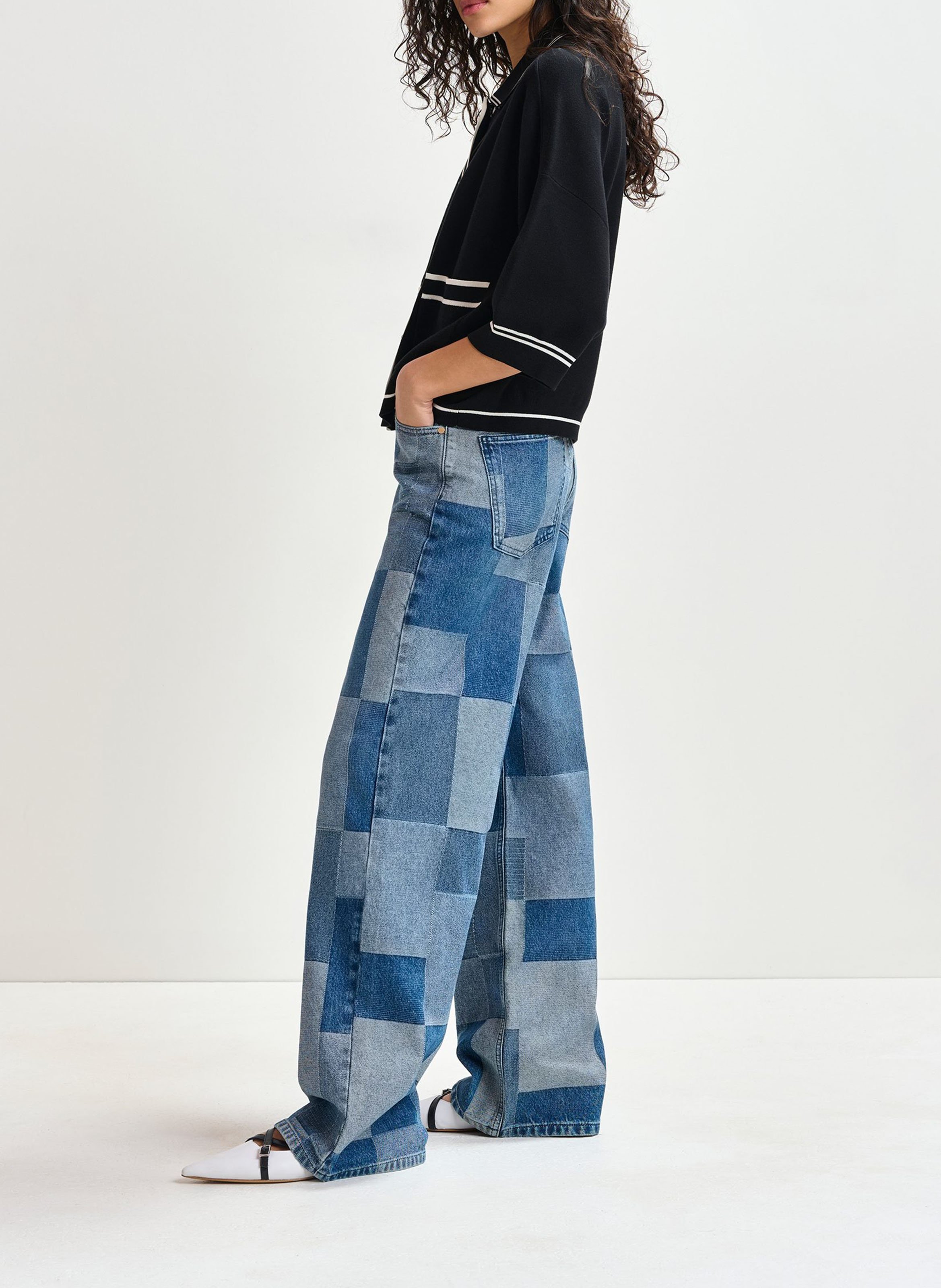 Jean large patchwork en coton ESSENTIEL ANTWERP Bleu