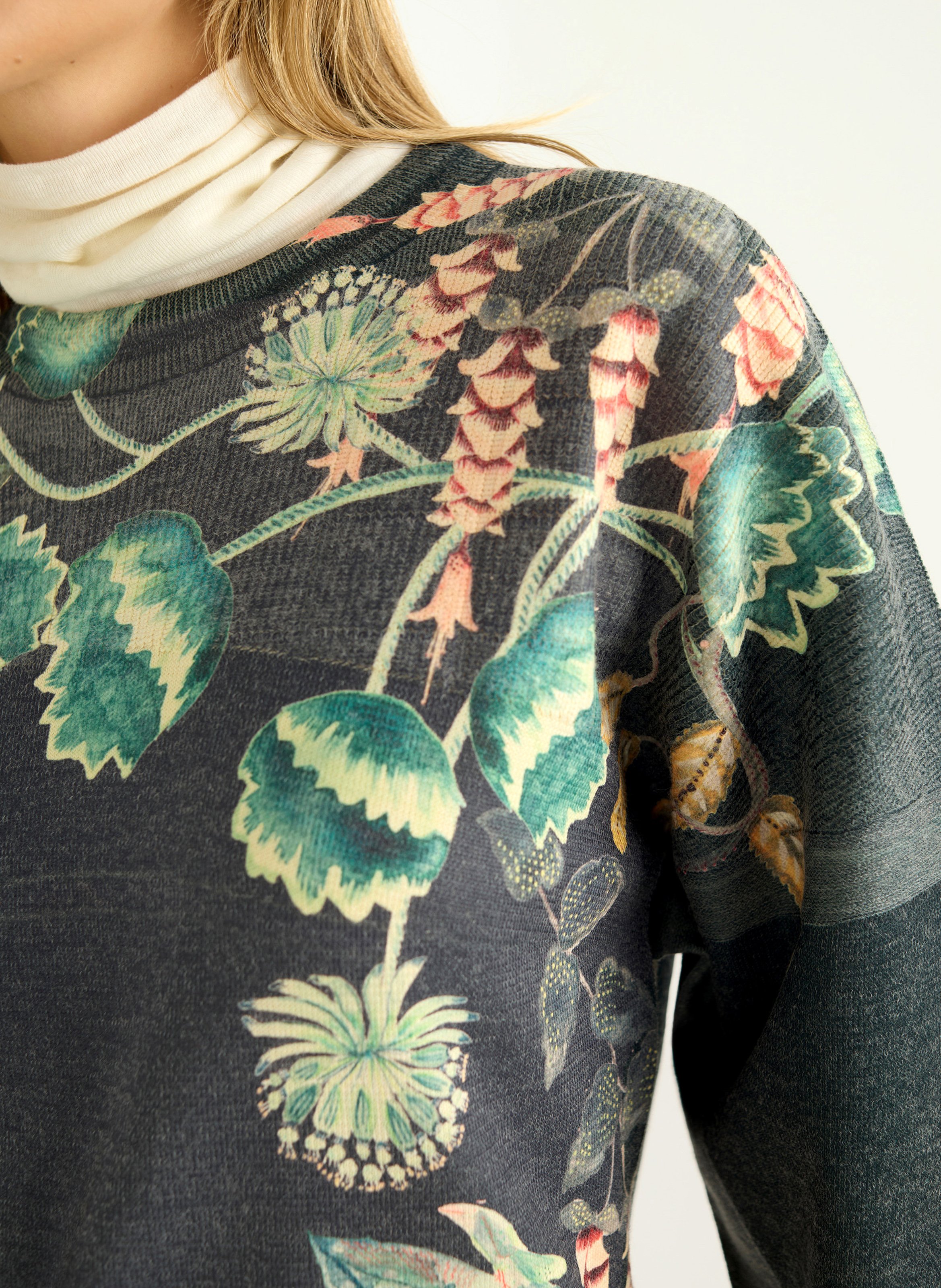 Oversized trui met ronde hals en print COTELAC Groen