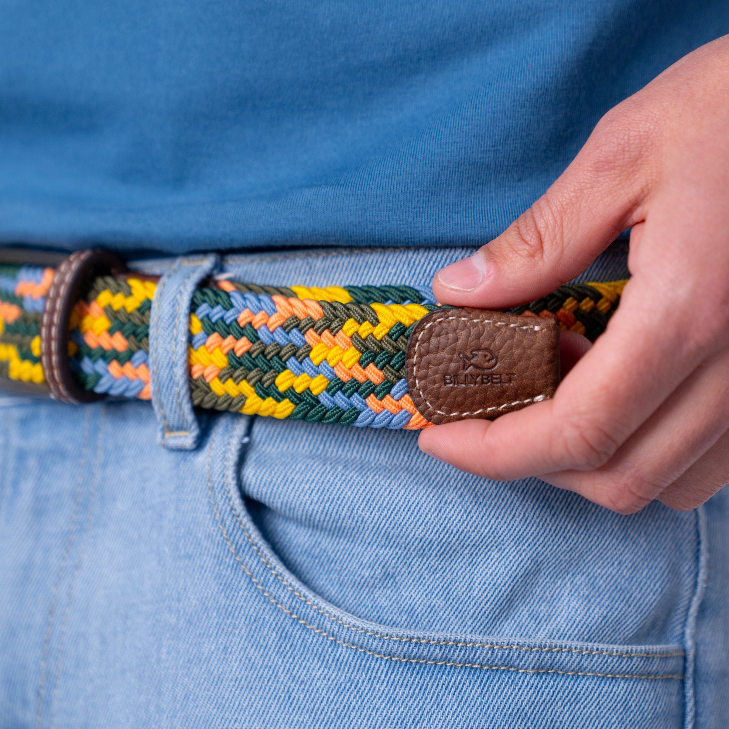 Multicolored braided elastic belt BILLYBELT Multicolored