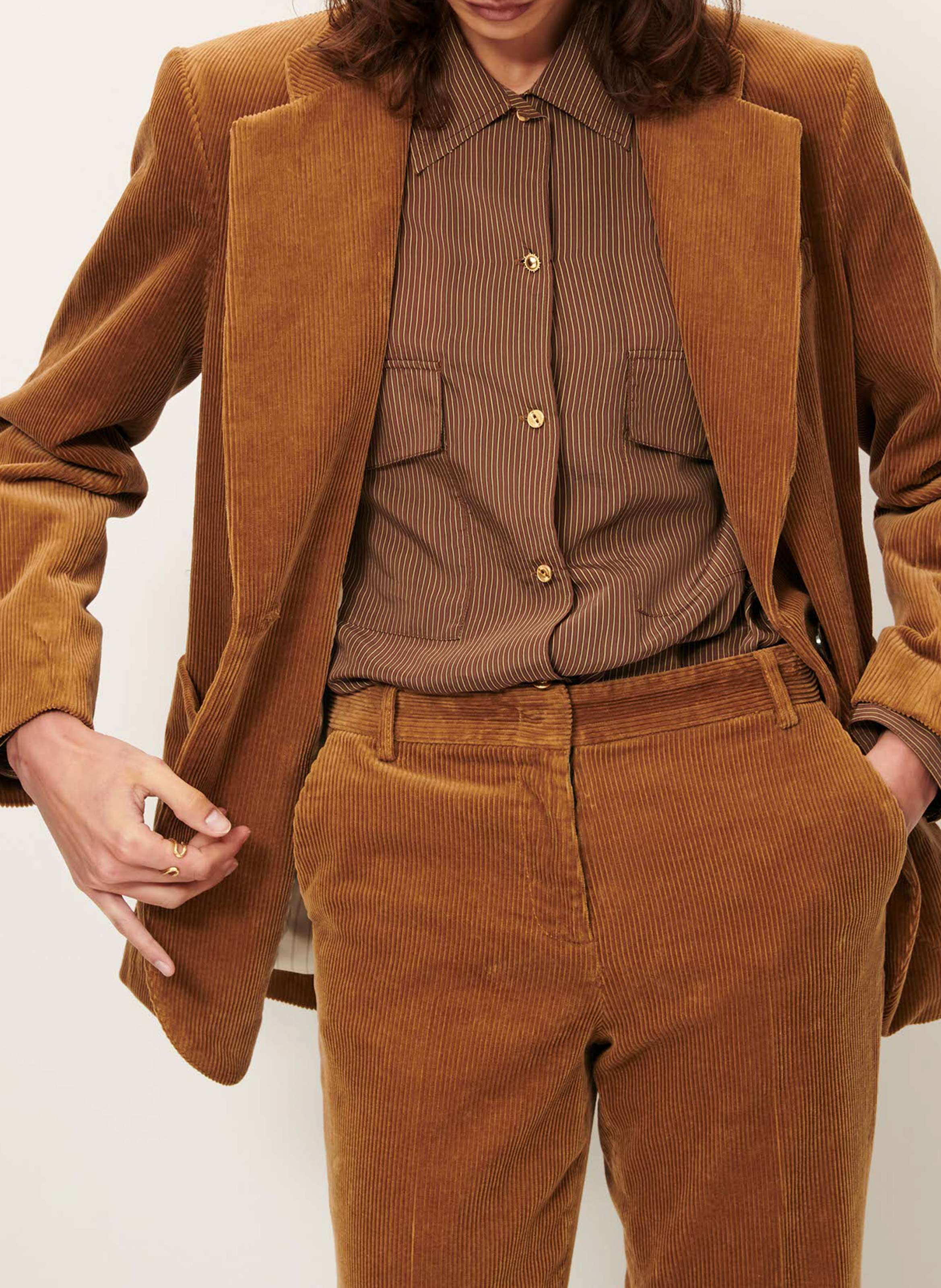 Veste tailleur en velours côtelé SESSUN Marron