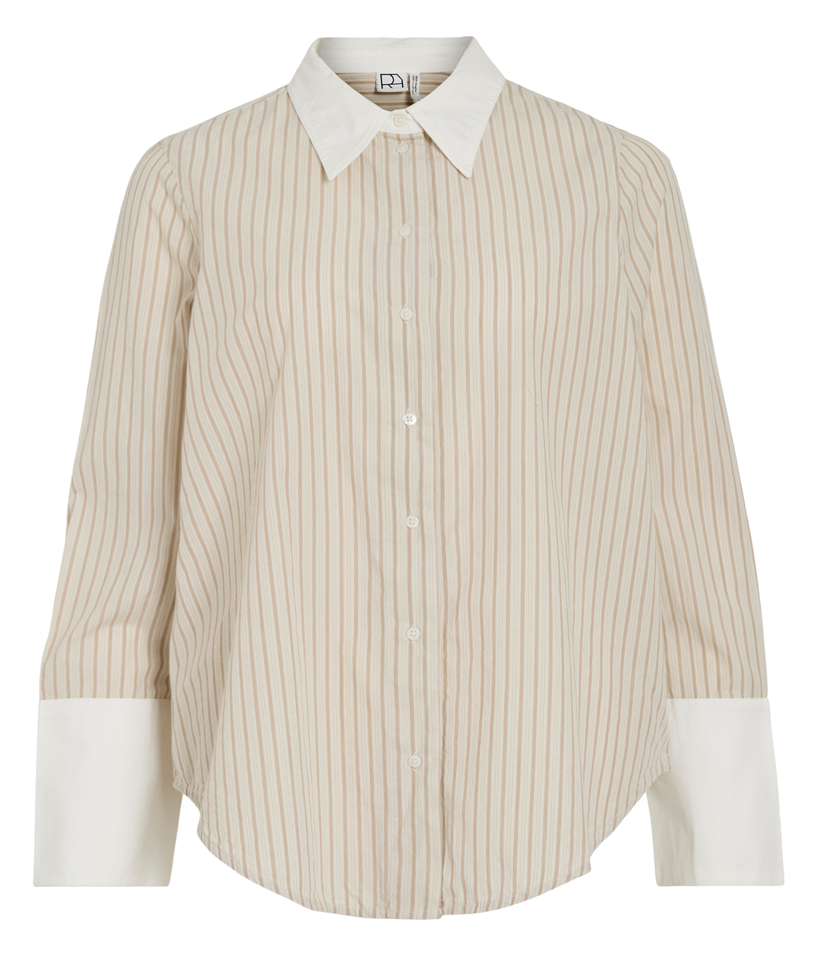 Buttoned striped decorated shirt with long sleeves ROUGE EDIT Beige