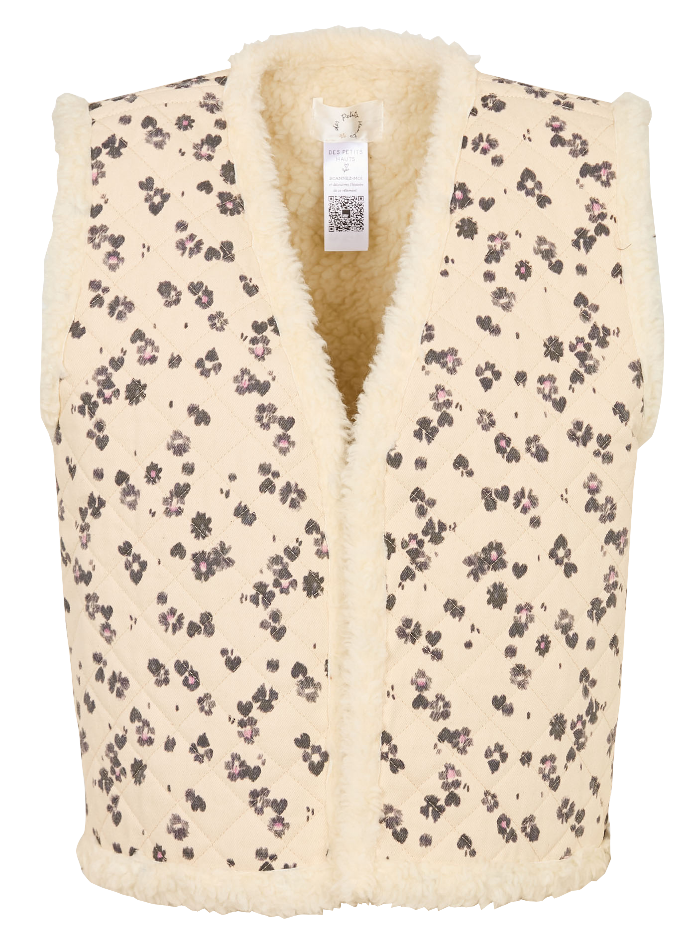 Katoenen jasje met ronde hals DES PETITS HAUTS Wit