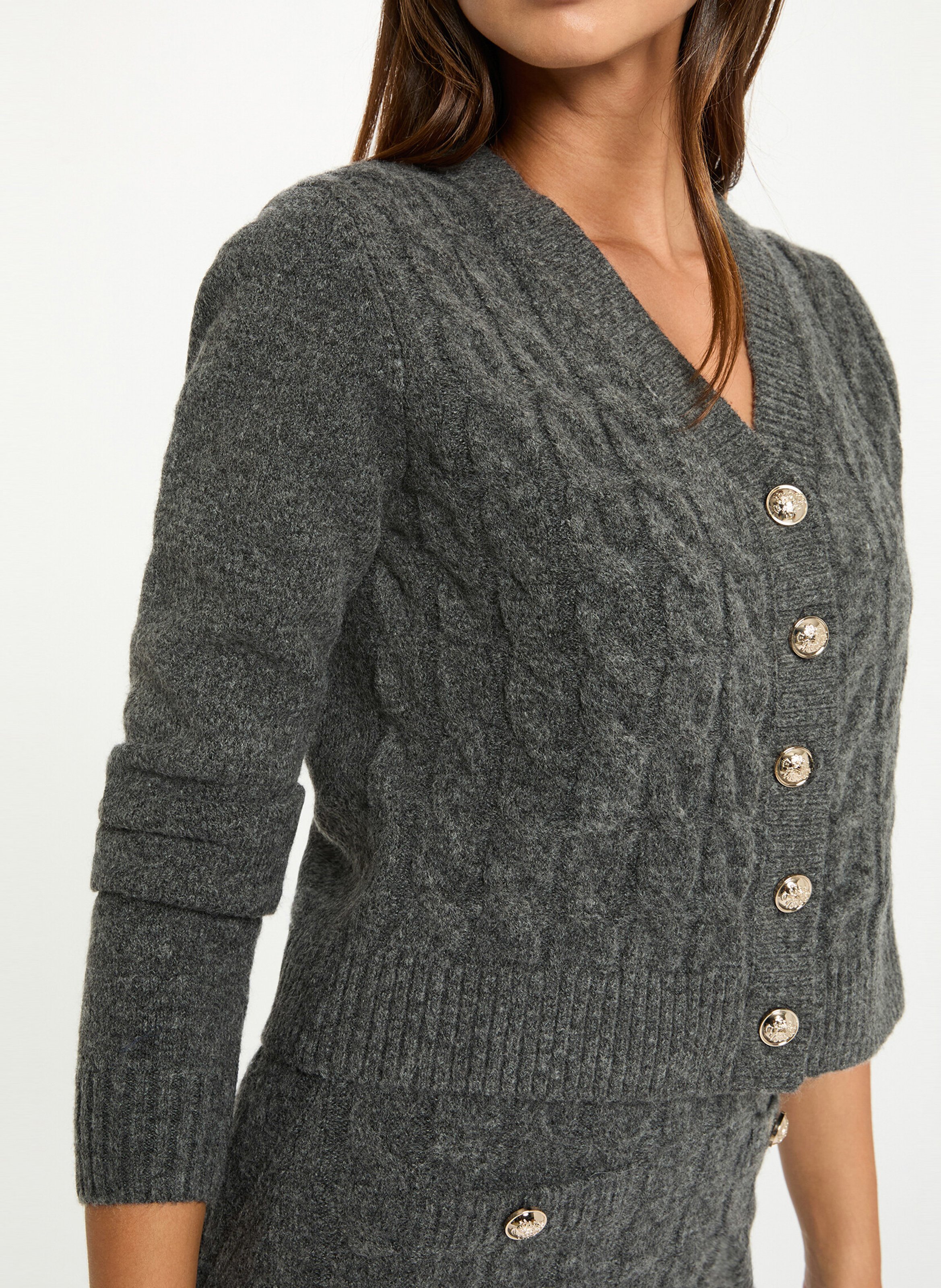 Robe courte en tricot tressé MORGAN Gris