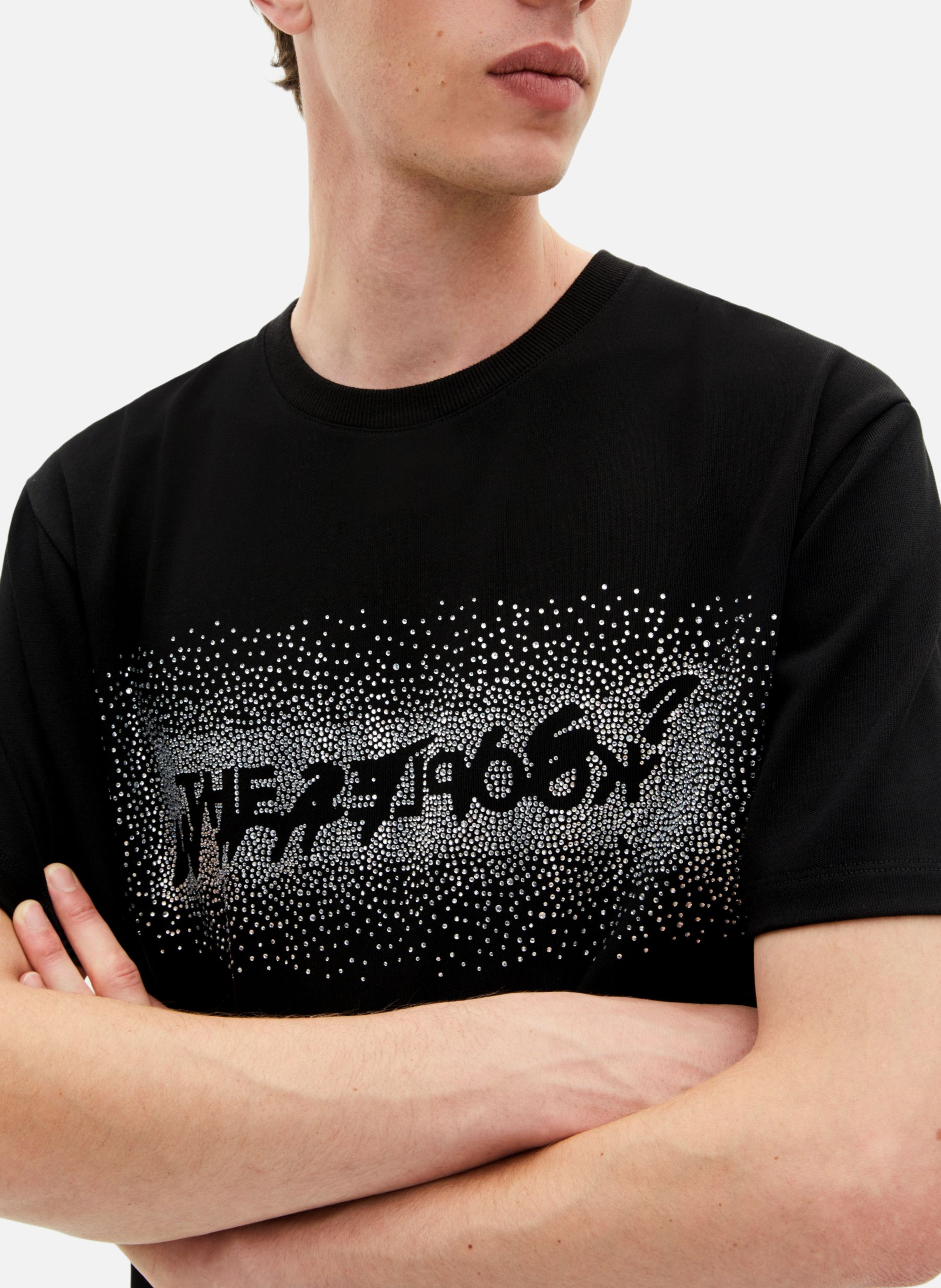 T-shirt with rhinestones THE KOOPLES Black
