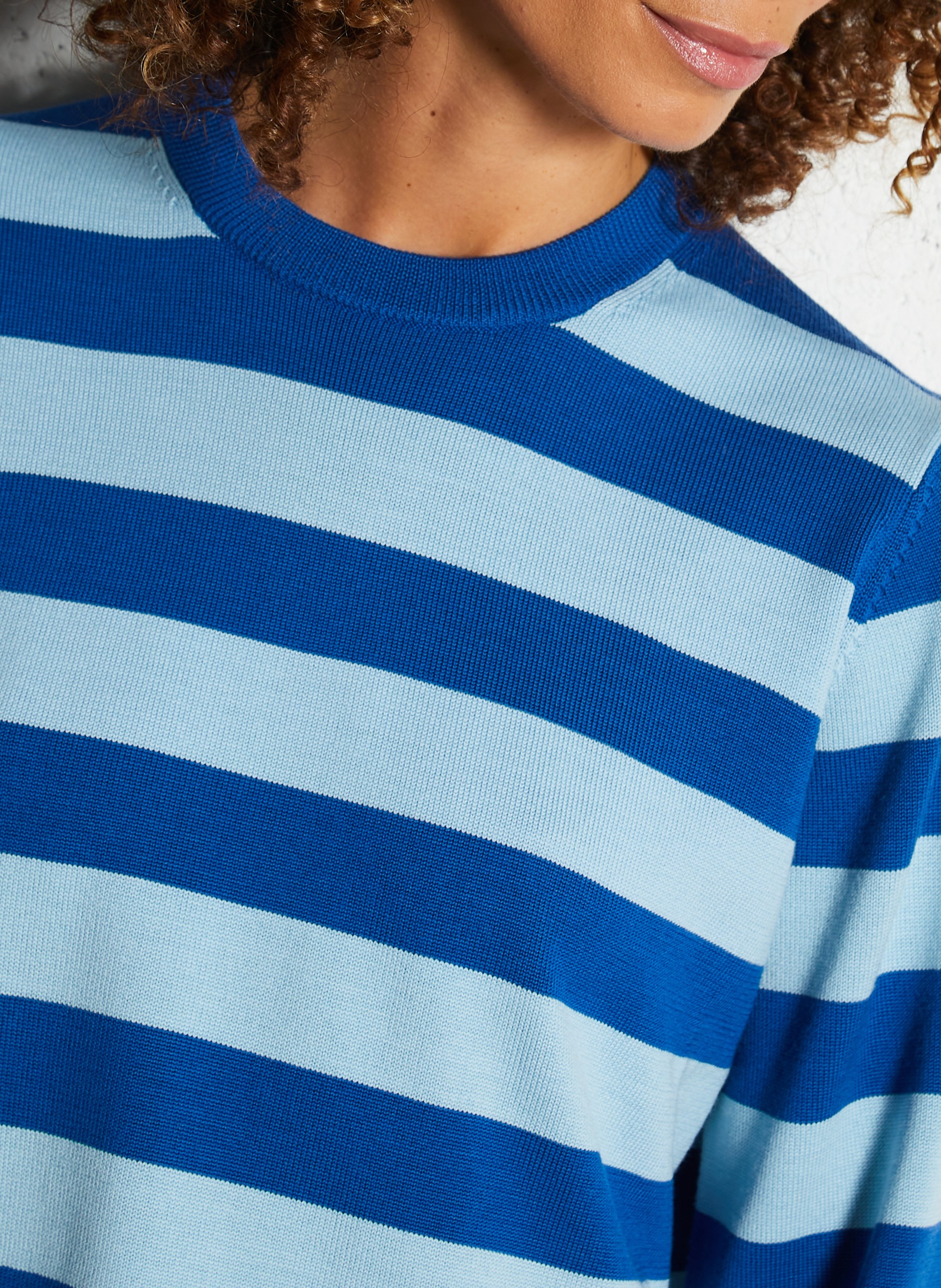 Pull col rond rayé en laine THE TINY BIG SISTER Bleu