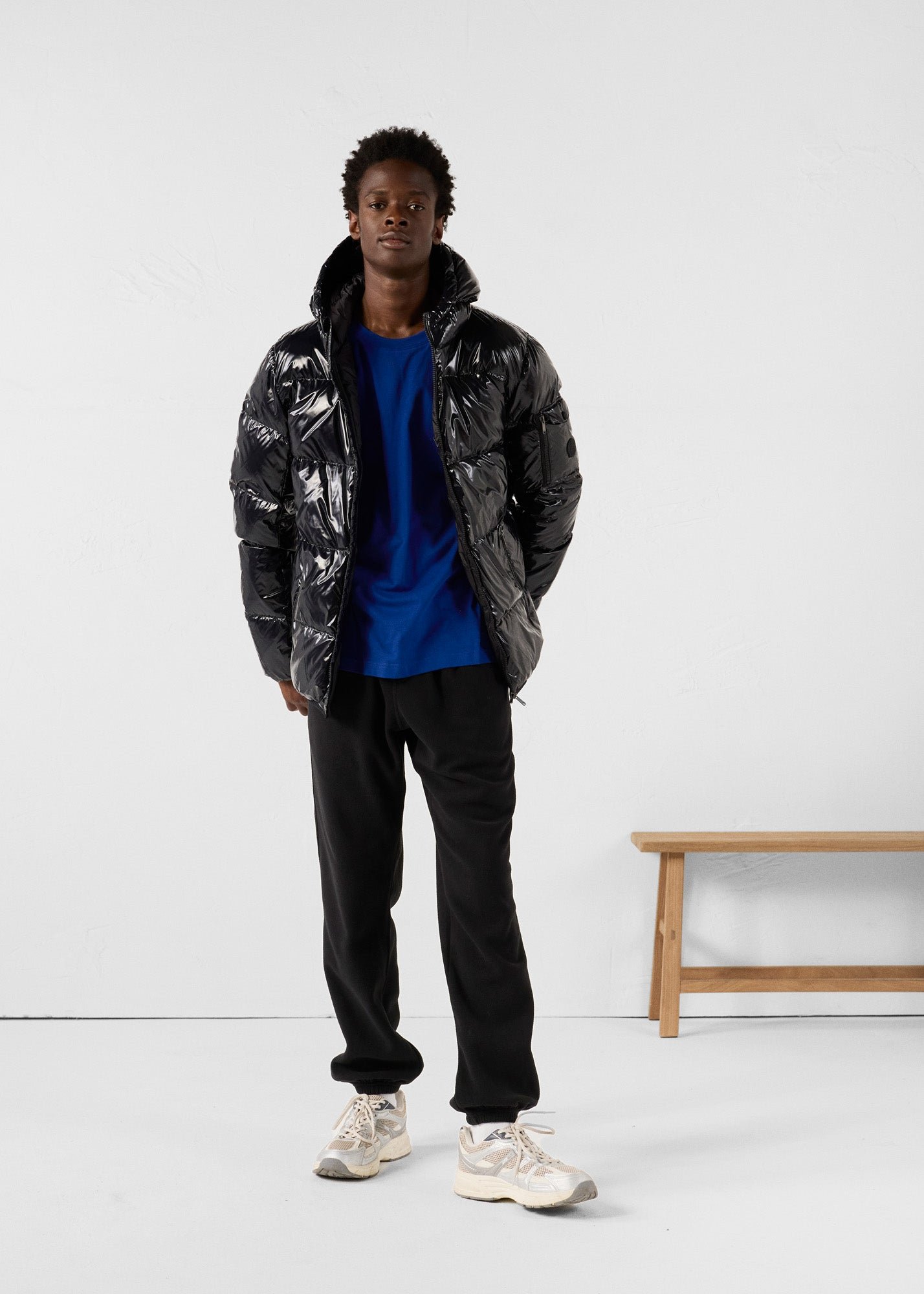 Laquered hooded down jacket for extreme cold - Java JOTT Black