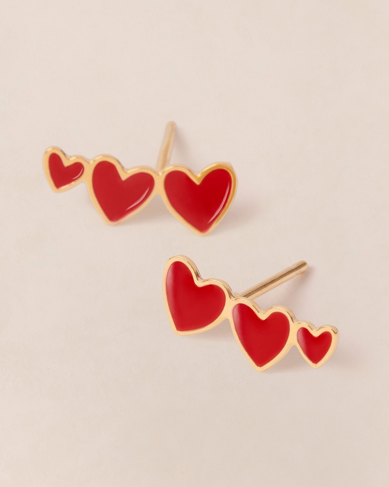 The 3 hearts earrings EMOI EMOI Red