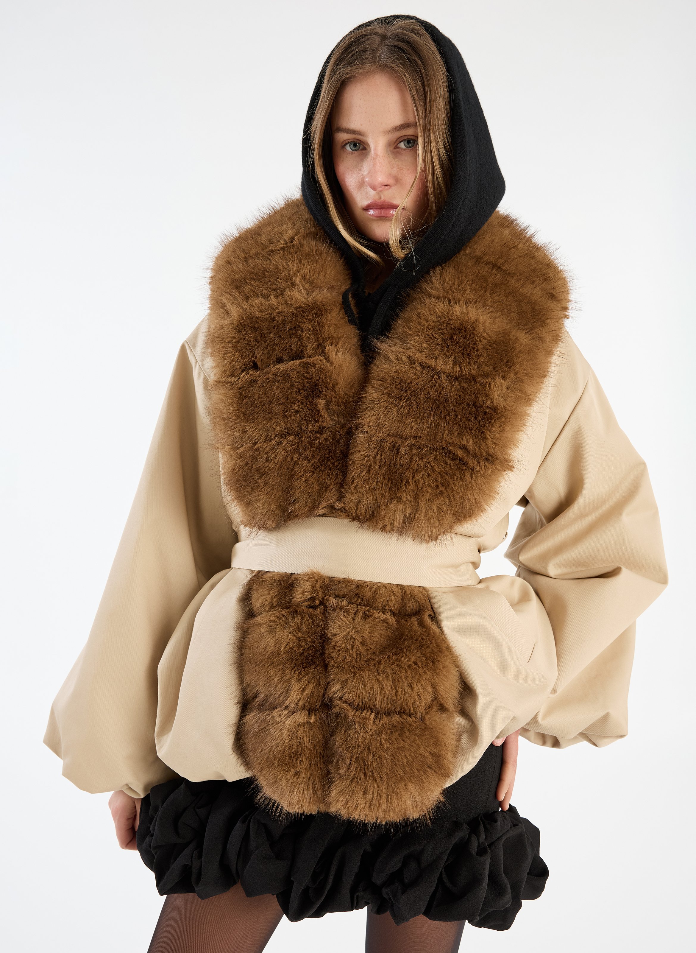 Veste oversize en fibres recyclées mélangées ROTATE Beige