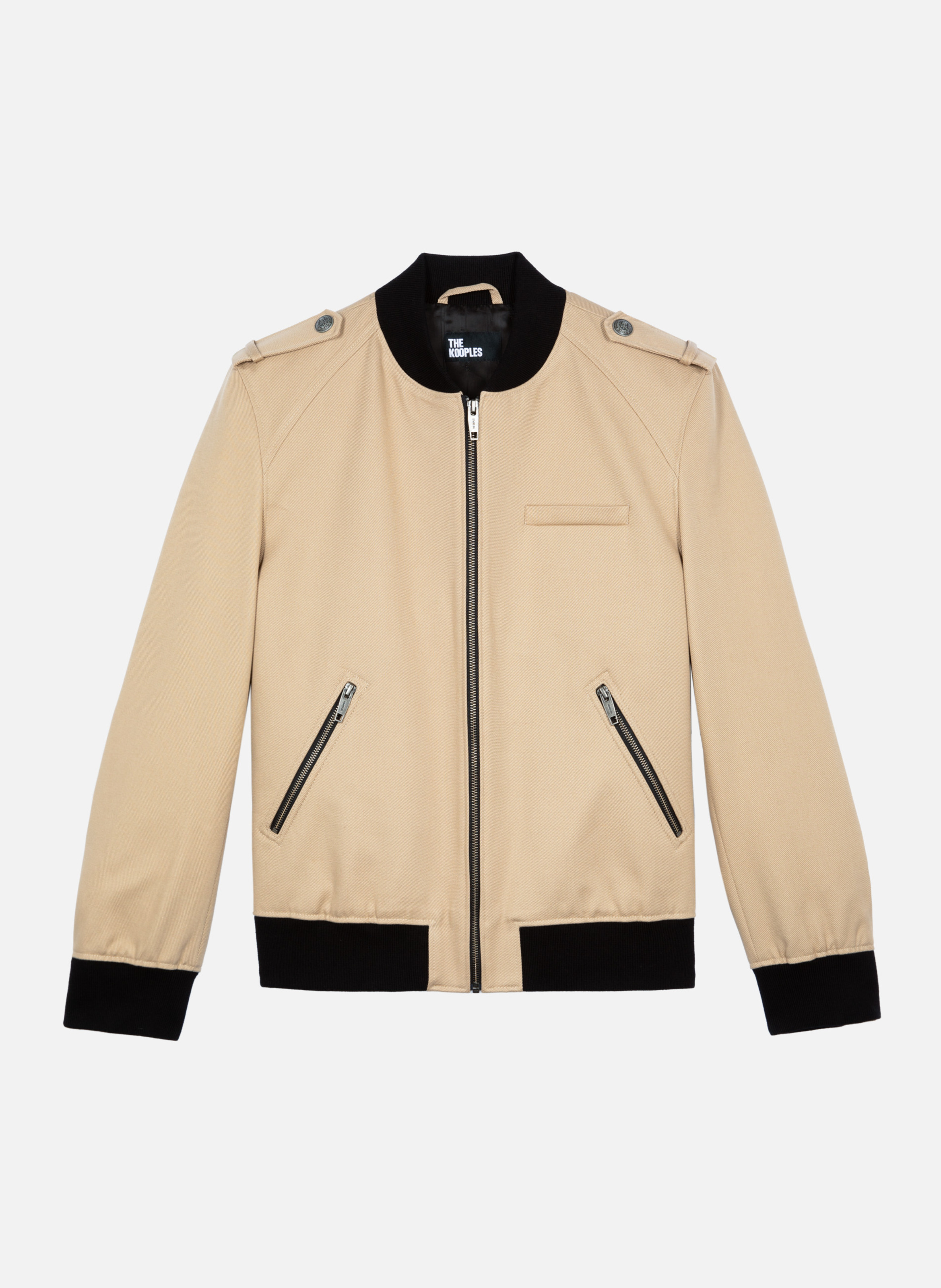 Leather jacket with hood THE KOOPLES Beige