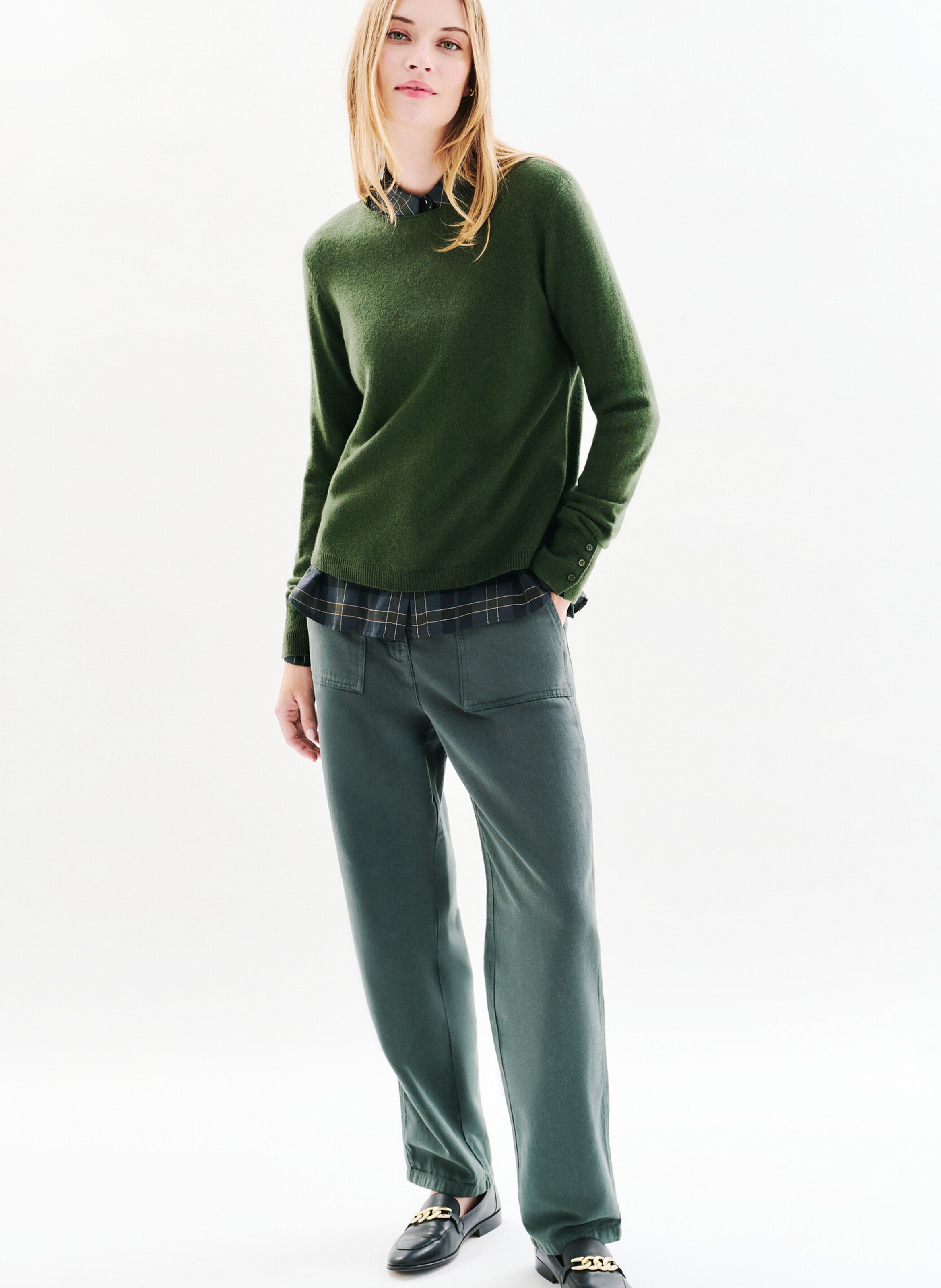 Pull en cachemire col bateau CAROLL Vert