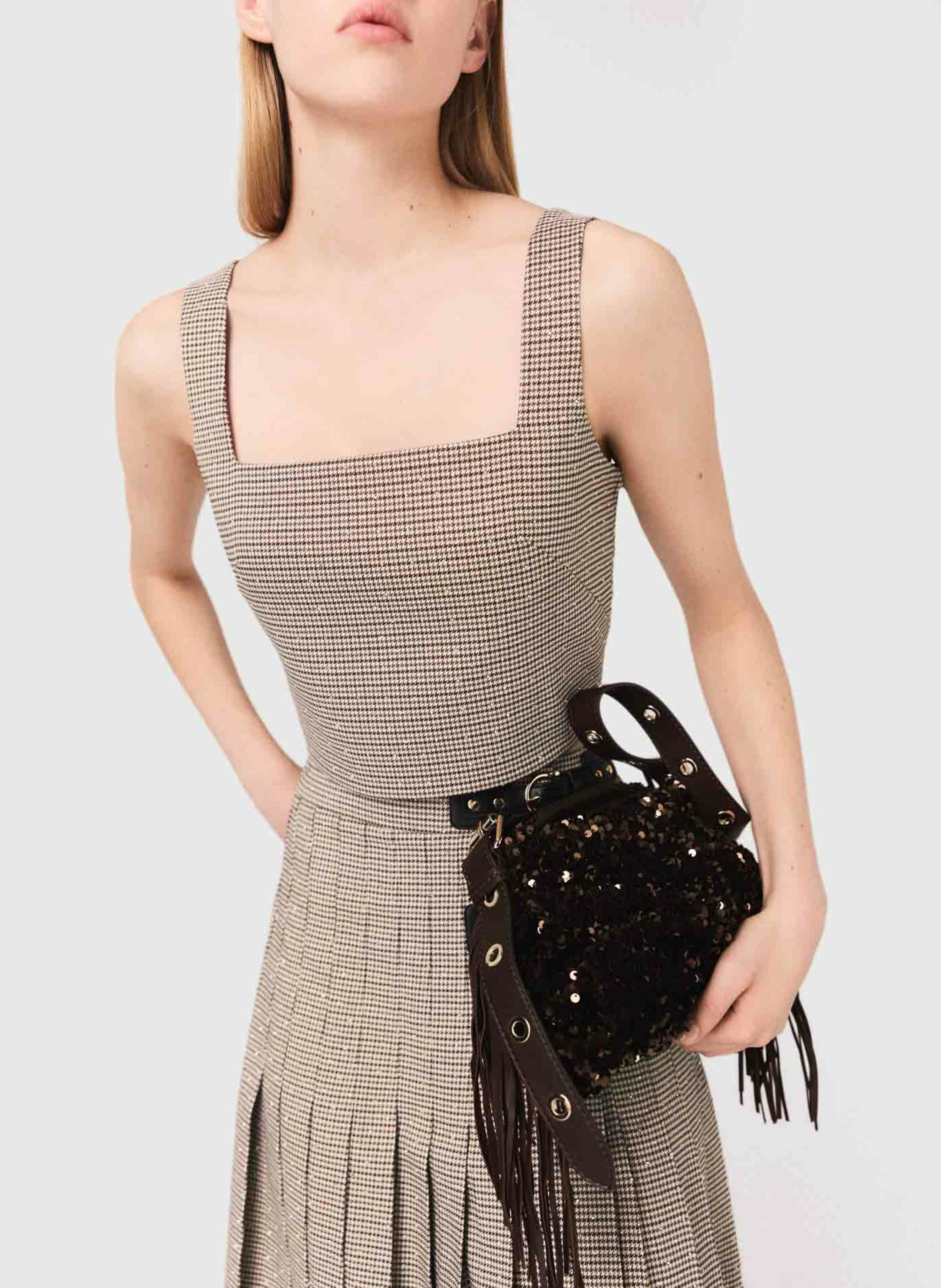 Bedrucktes Crop-Top MAJE Braun