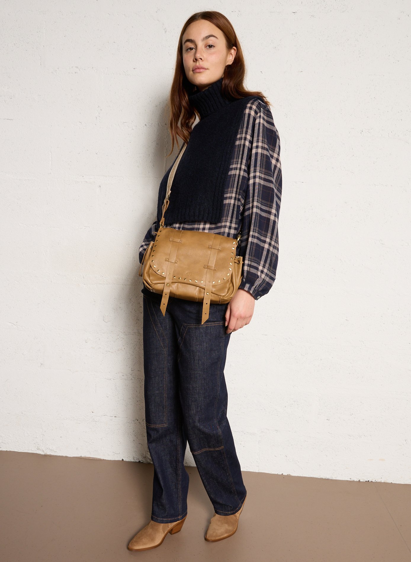 Dori leather shoulder bag MILA LOUISE Brown