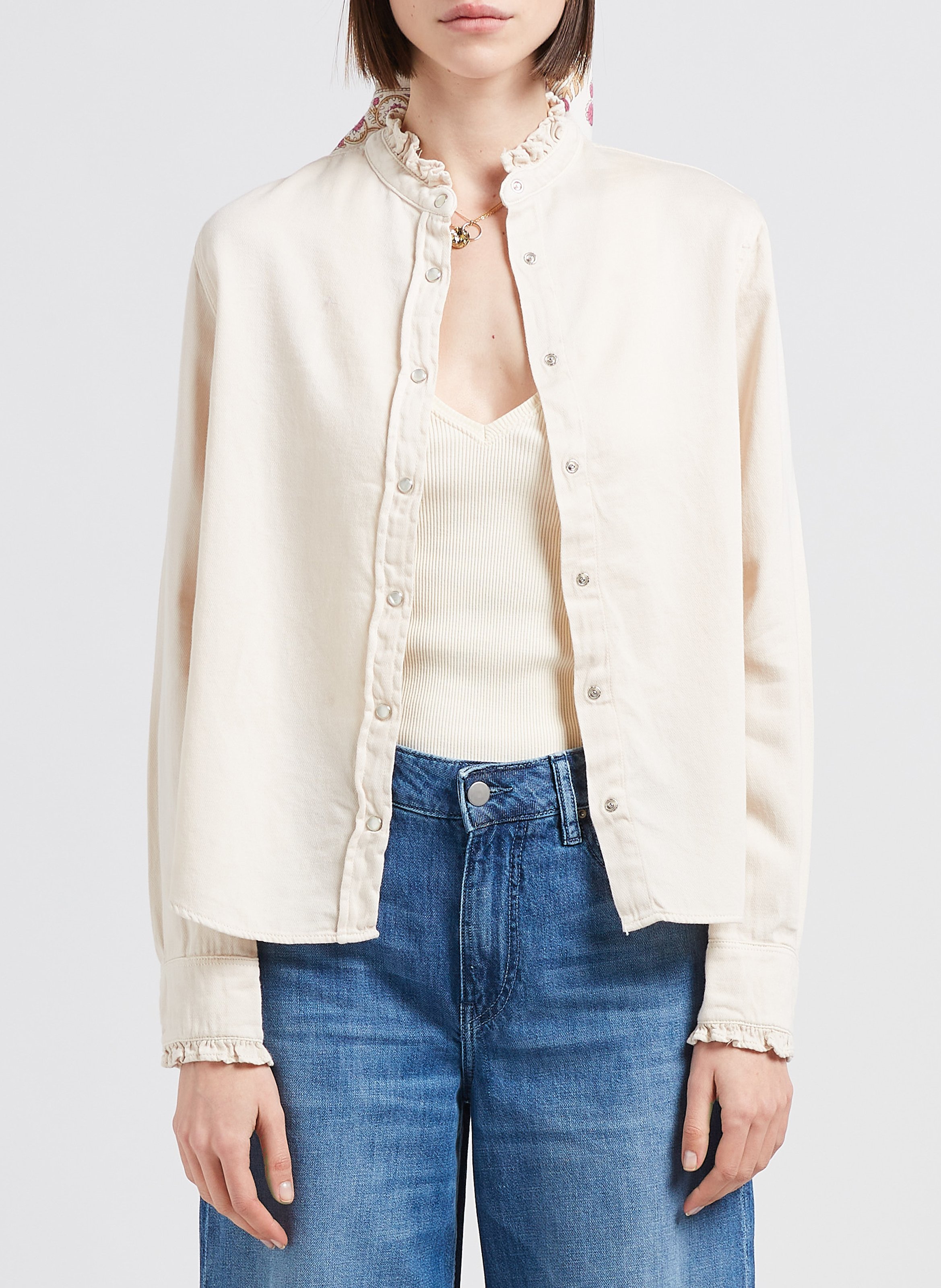 Chemise col victorien en coton  ACQUAVERDE Blanc