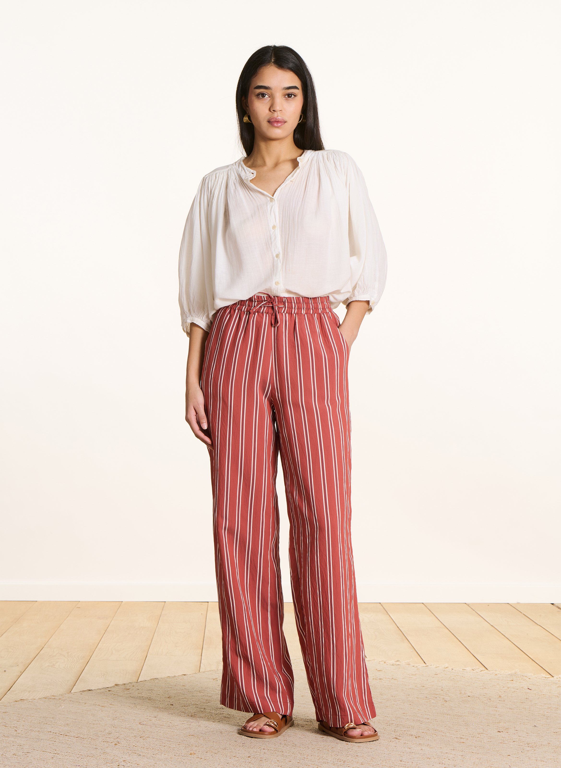 Pantalon large à rayures LA FEE MARABOUTEE Rouge