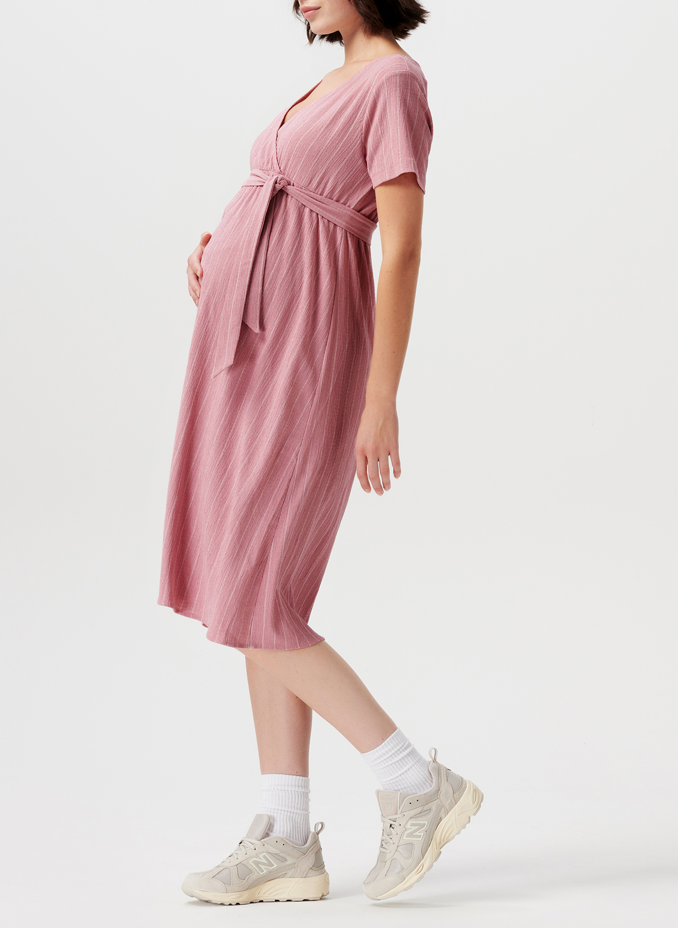Robe midi à rayures SUPERMOM Rose