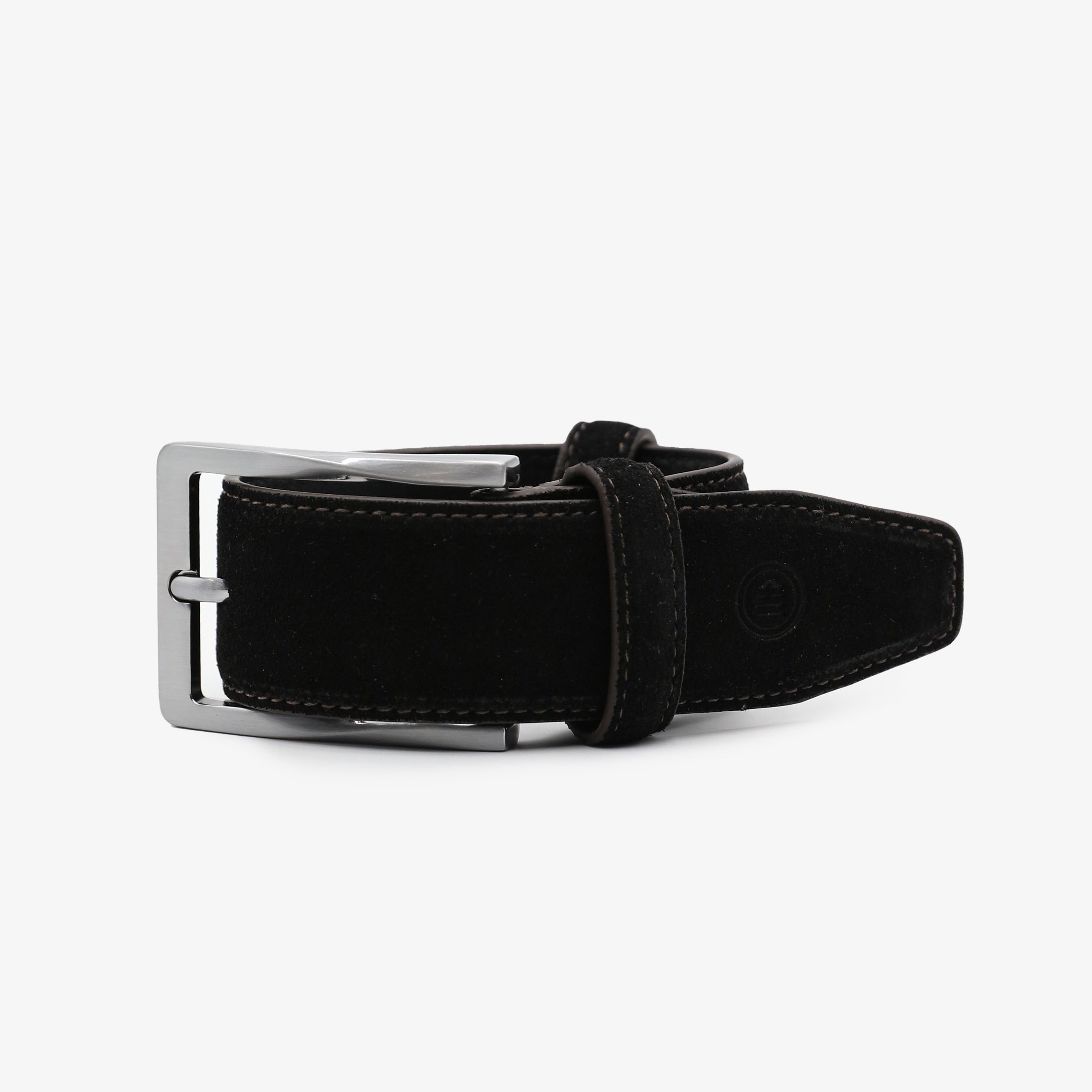 Leather nubuck belt with contrasting stitching. SERGE BLANCO Black