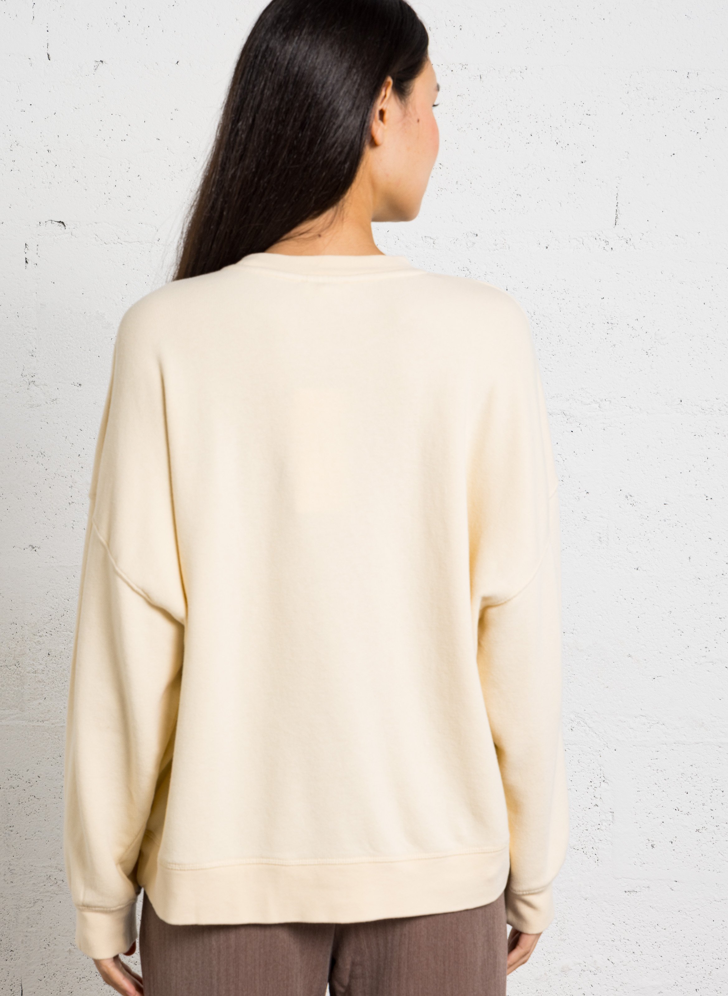 Oversized cotton-blend sweatshirt with round neck AMERICAN VINTAGE Beige