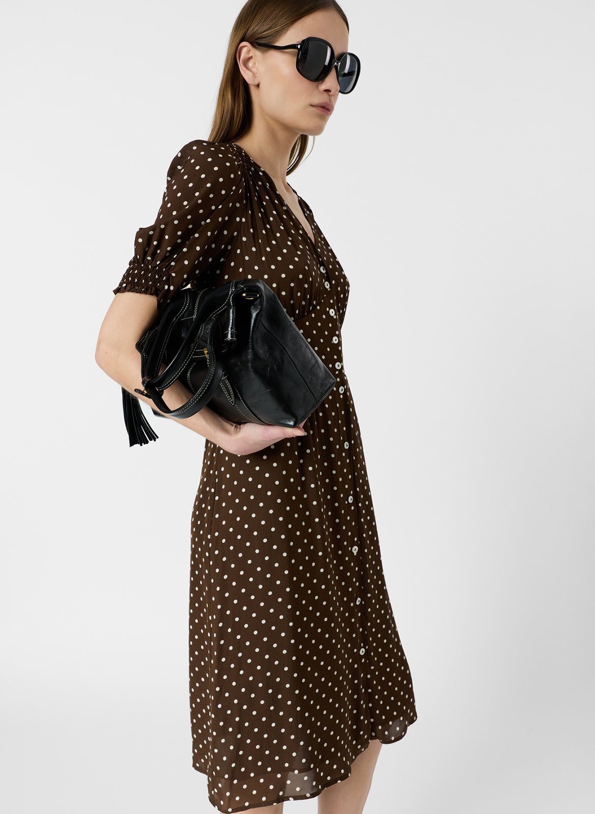 Robe courte col V GERARD DAREL Marron