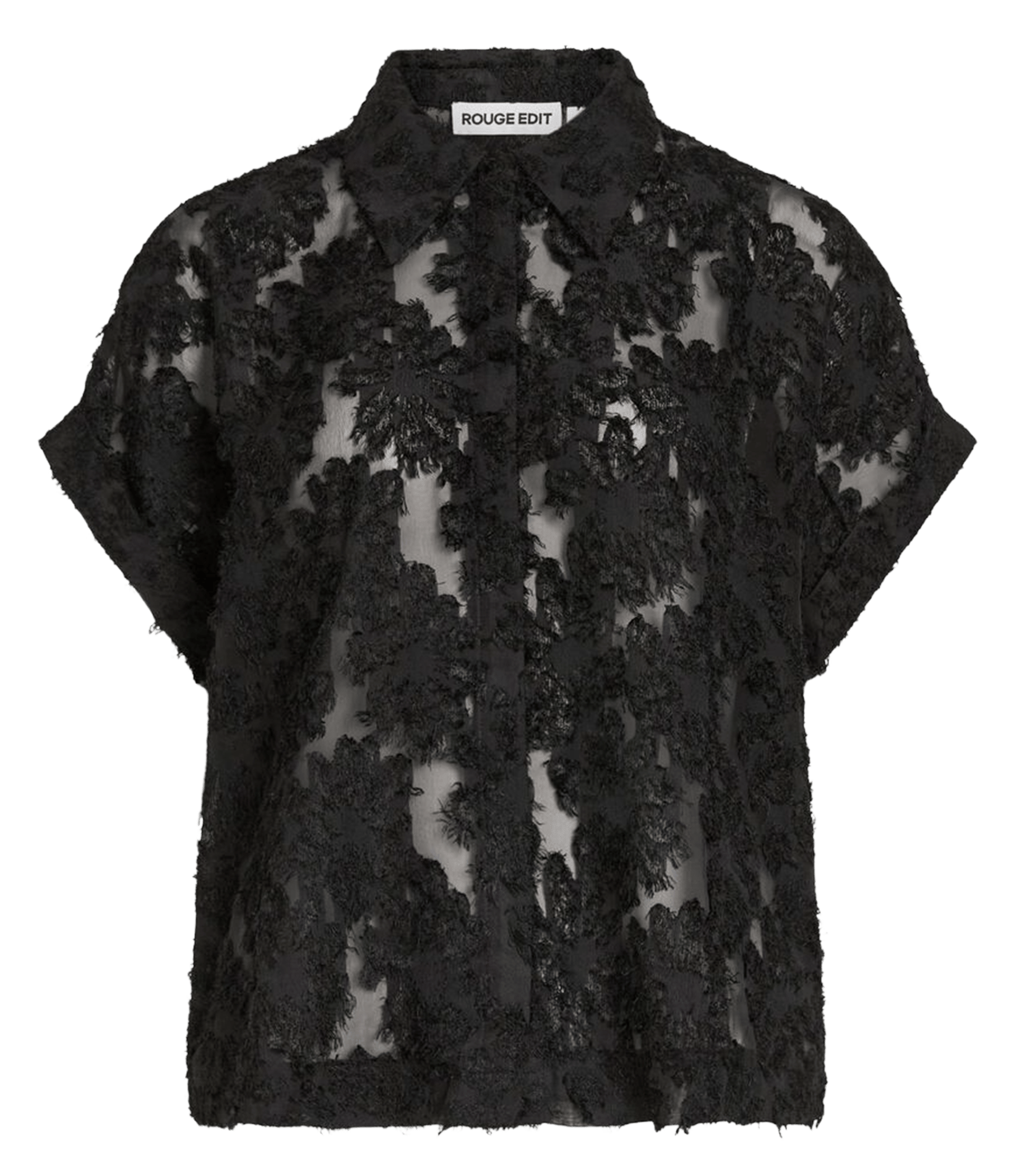 Chemise droite col classique en dentelle ROUGE EDIT Gris