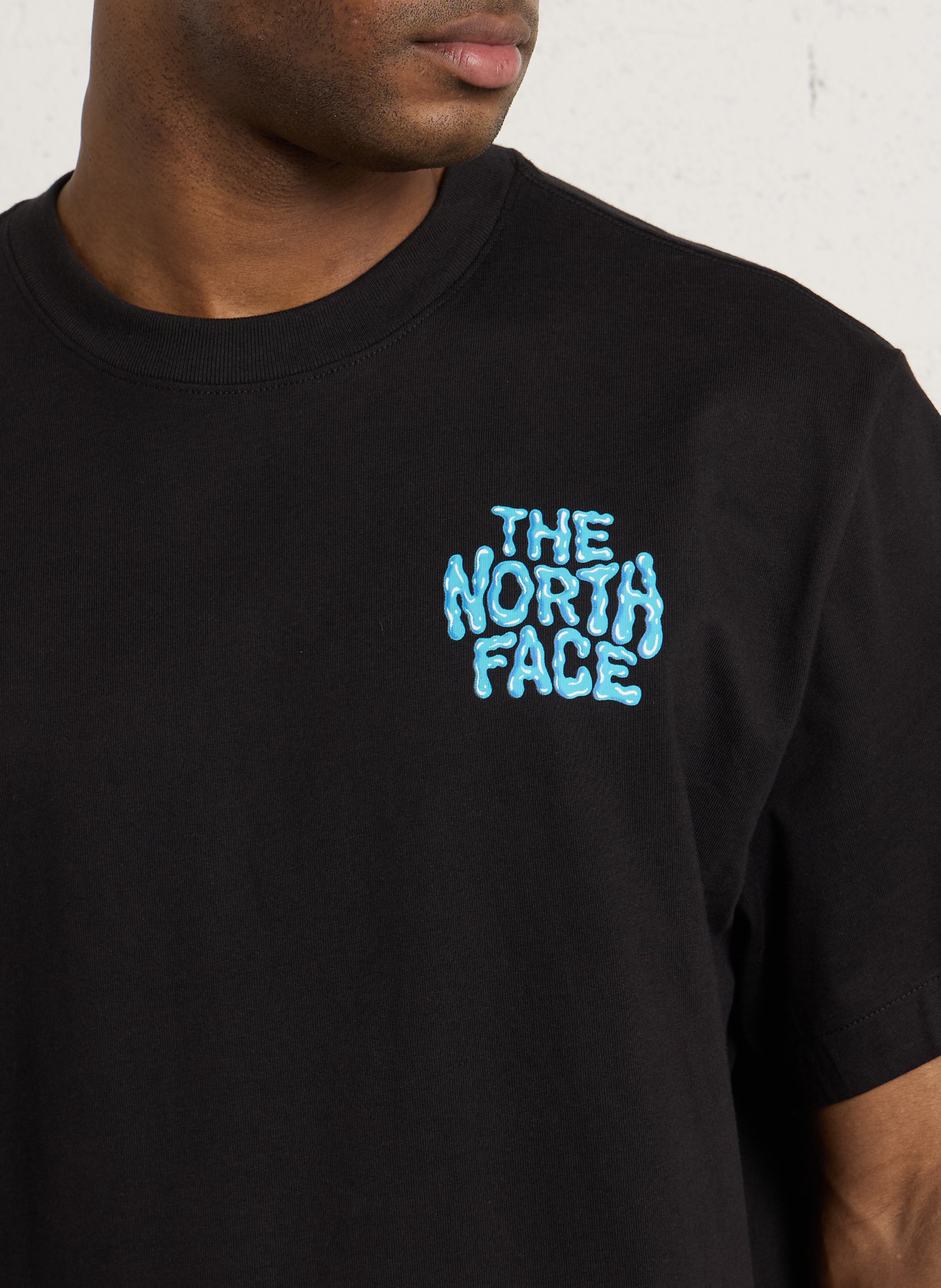 Straight round-neck cotton T-shirt with screen print THE NORTH FACE Black