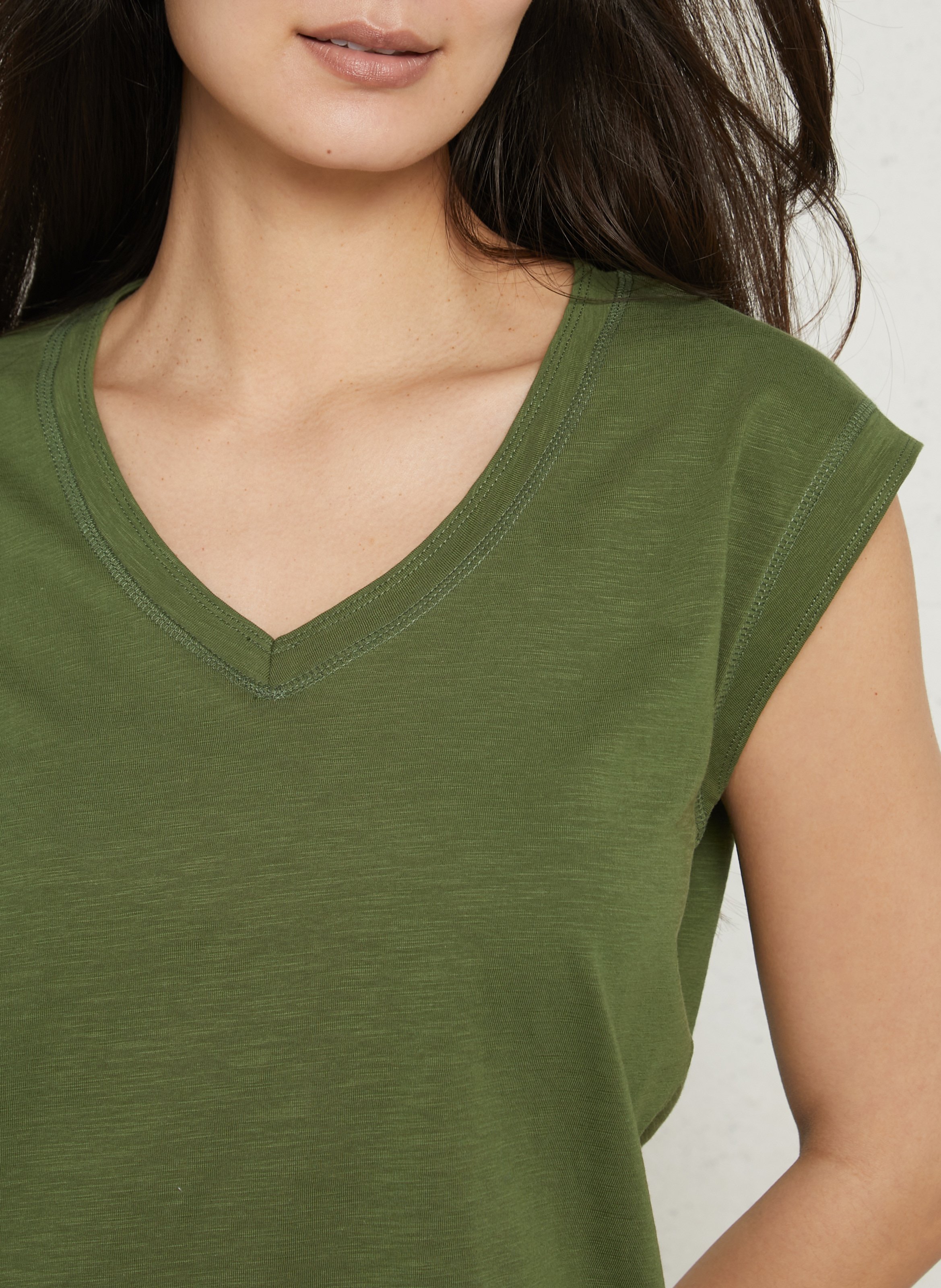 Camiliday round-neck sleeveless cotton top MAISON 123 Green