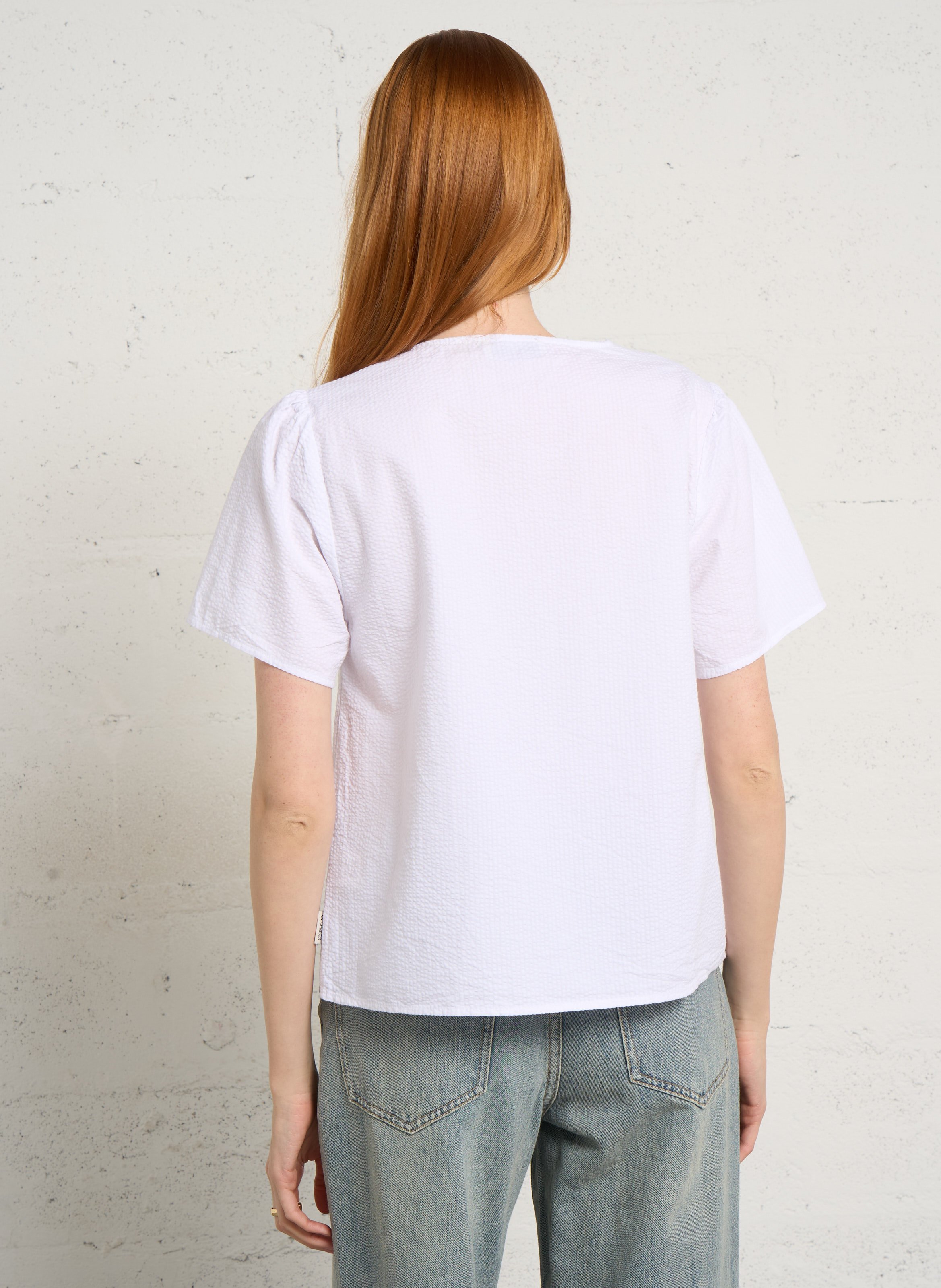 Rechte, katoenen top met V-hals LE TEMPS DES CERISES Wit