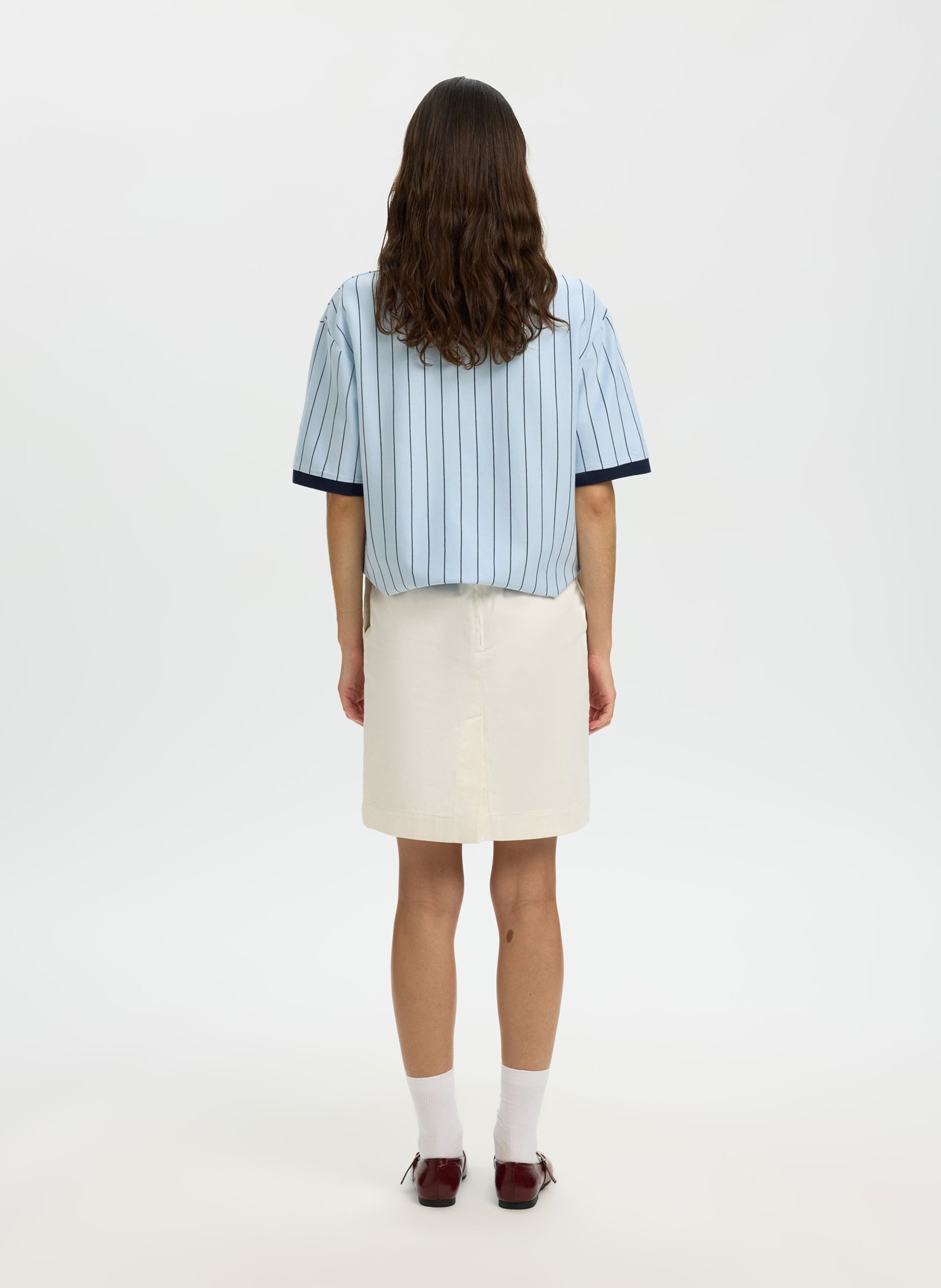 Organic cotton striped polo SELECTED Blue